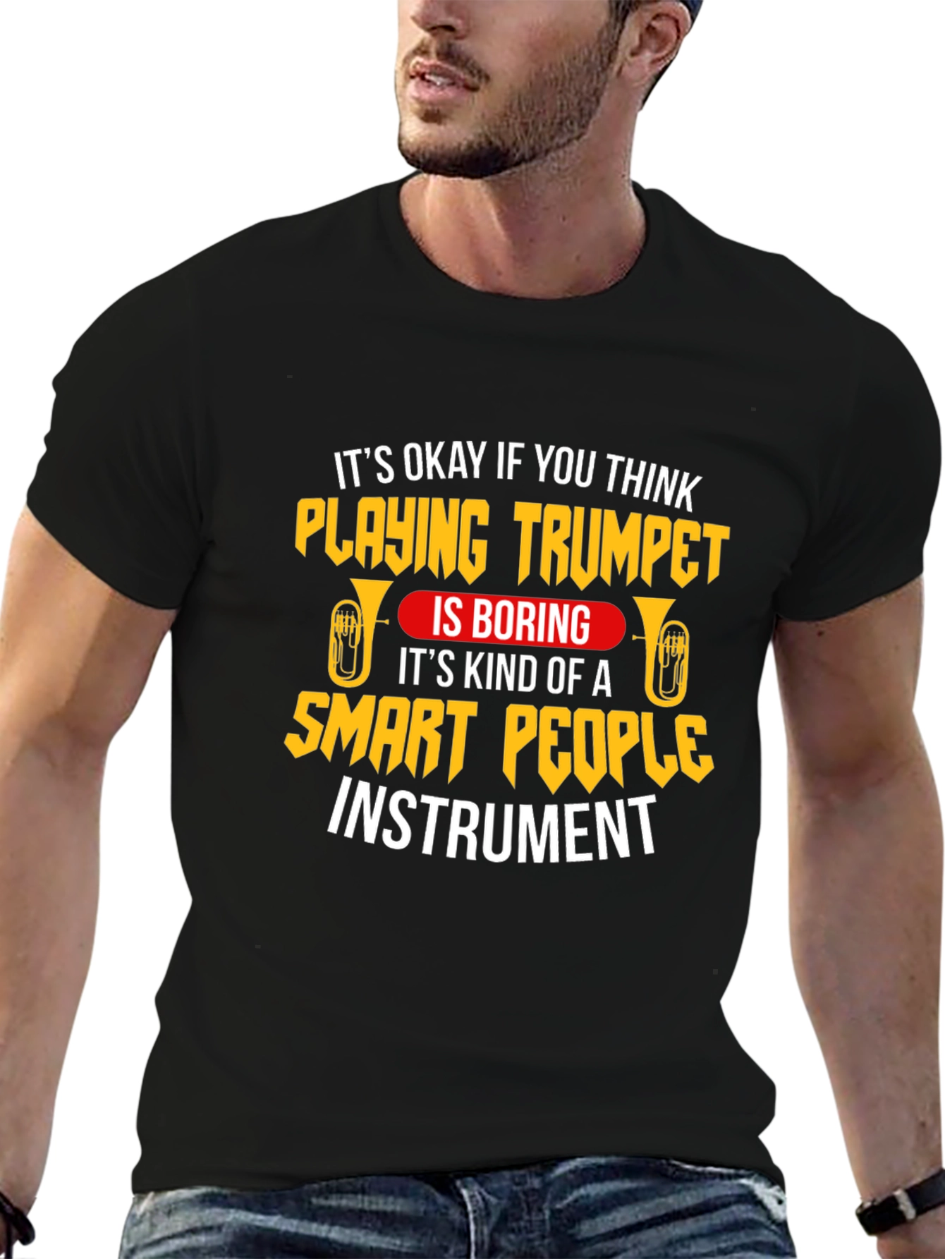 Black Trumpet Player Smart People Instrument T-Shirt view 6