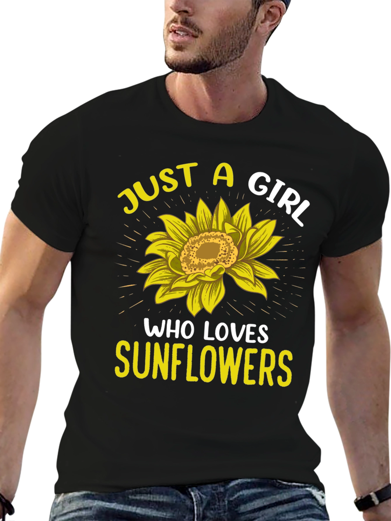 Black Sunflower Lover Graphic T-Shirt - Just a Girl view 6