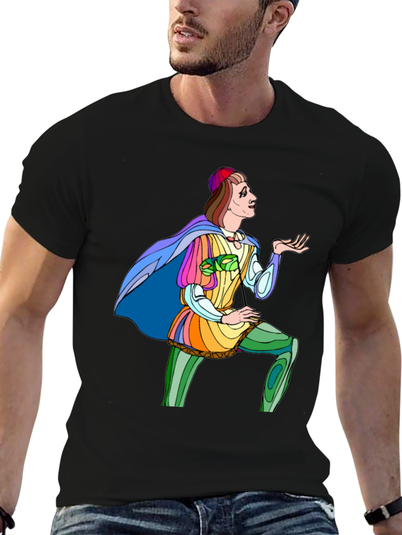 Black Renaissance Man Graphic Tee - Black Cotton T-Shirt view 6