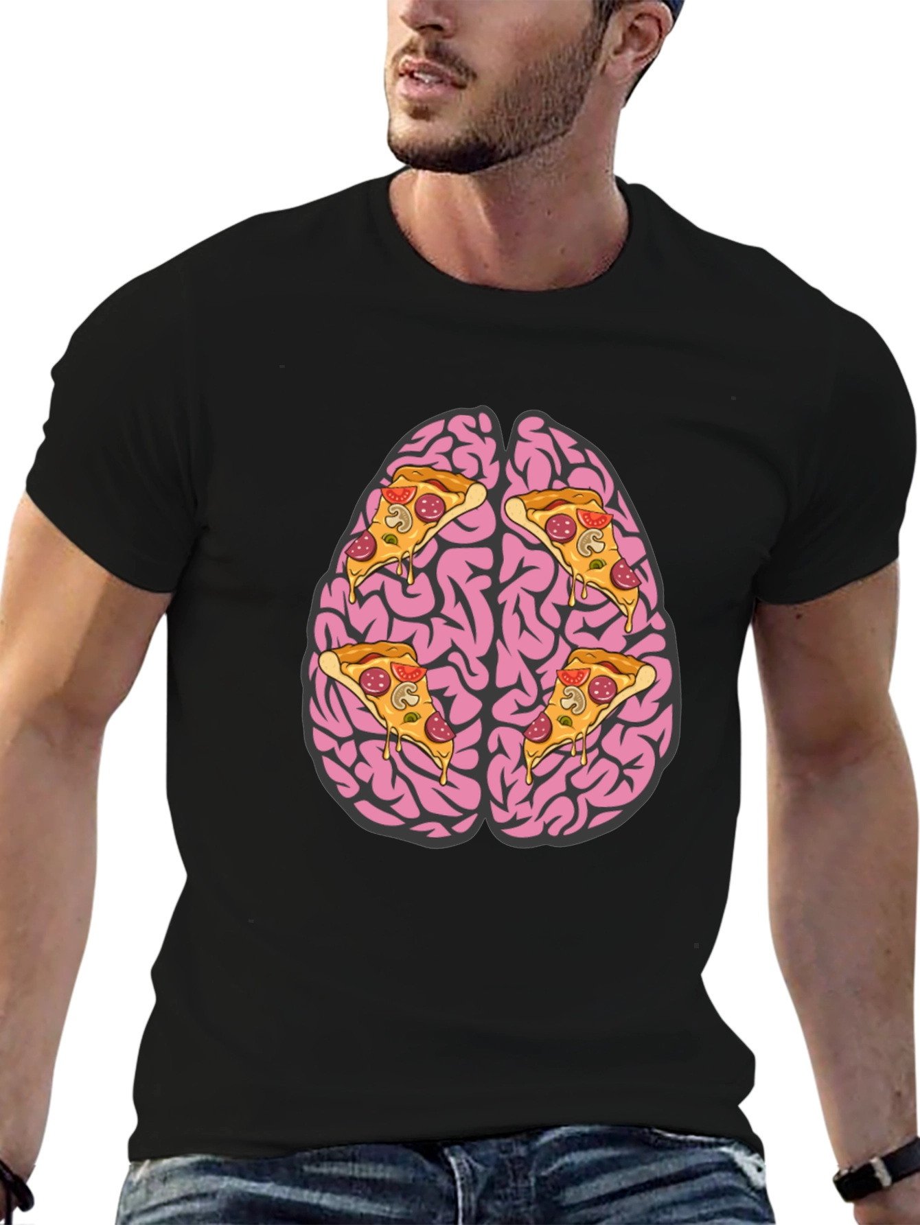 Black Pizza Brain Graphic Tee view 6