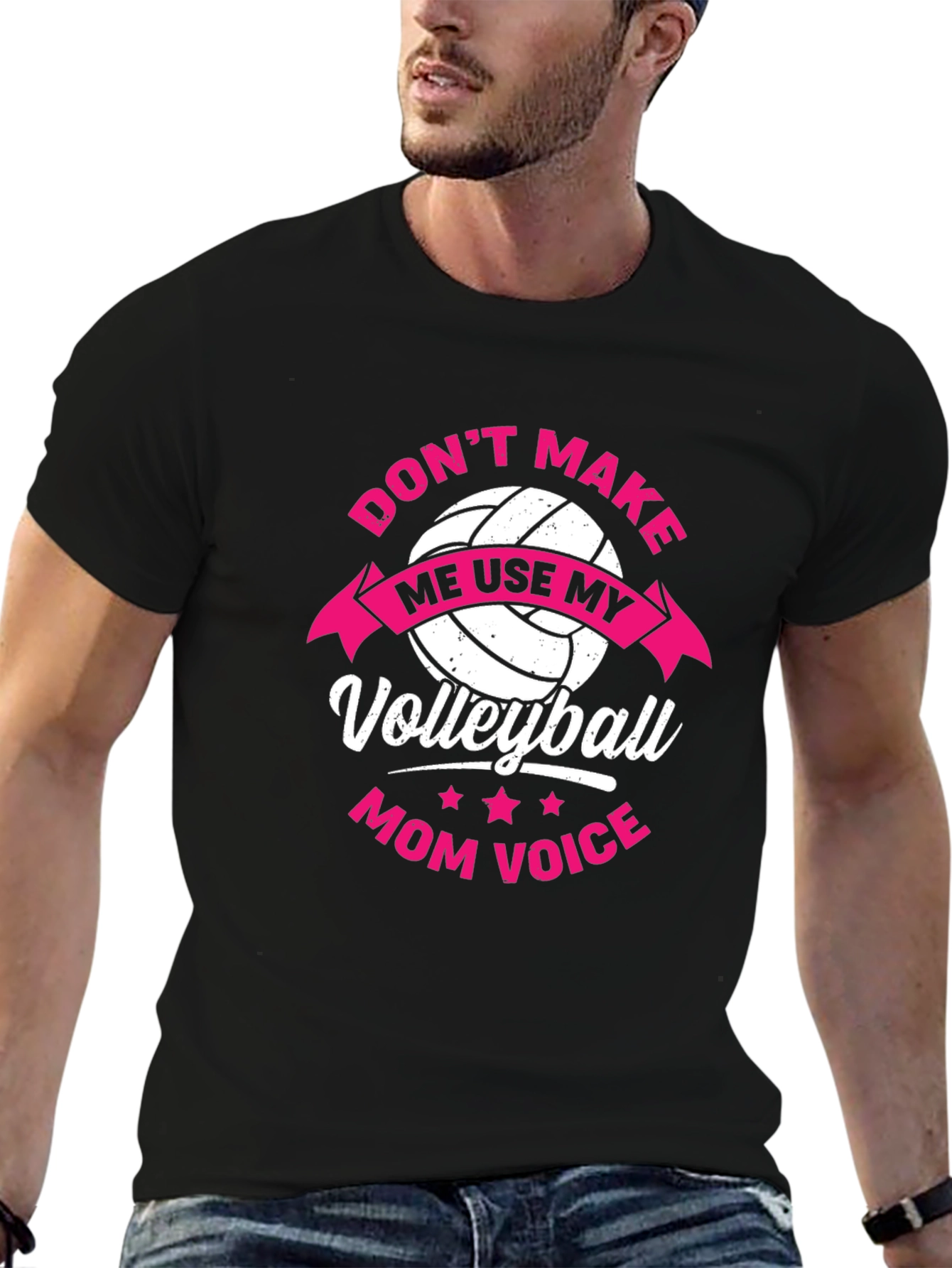 Black Volleyball Mom Voice Graphic T-Shirt view 6