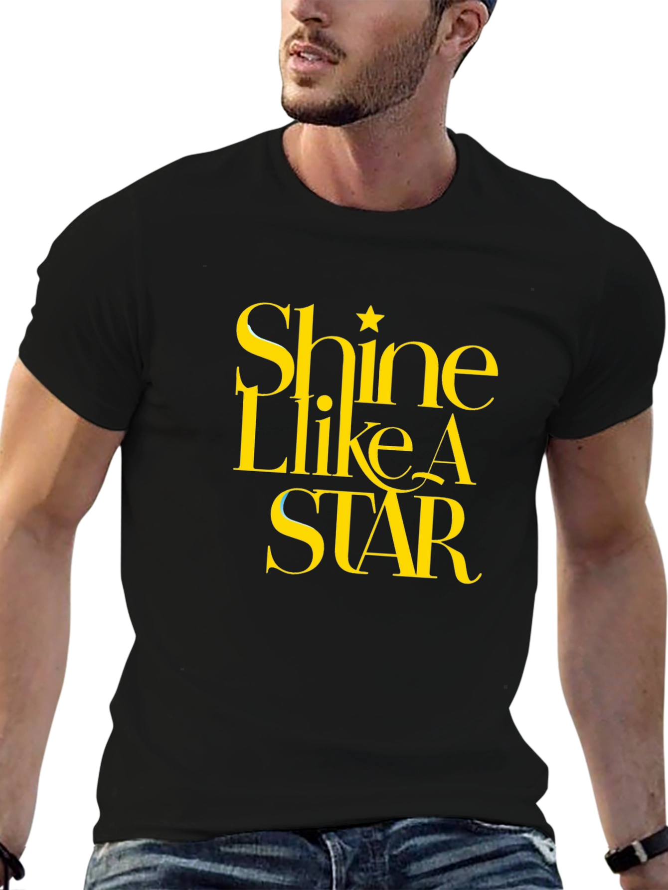 Black Shine Like A Star Black Graphic Tee view 6