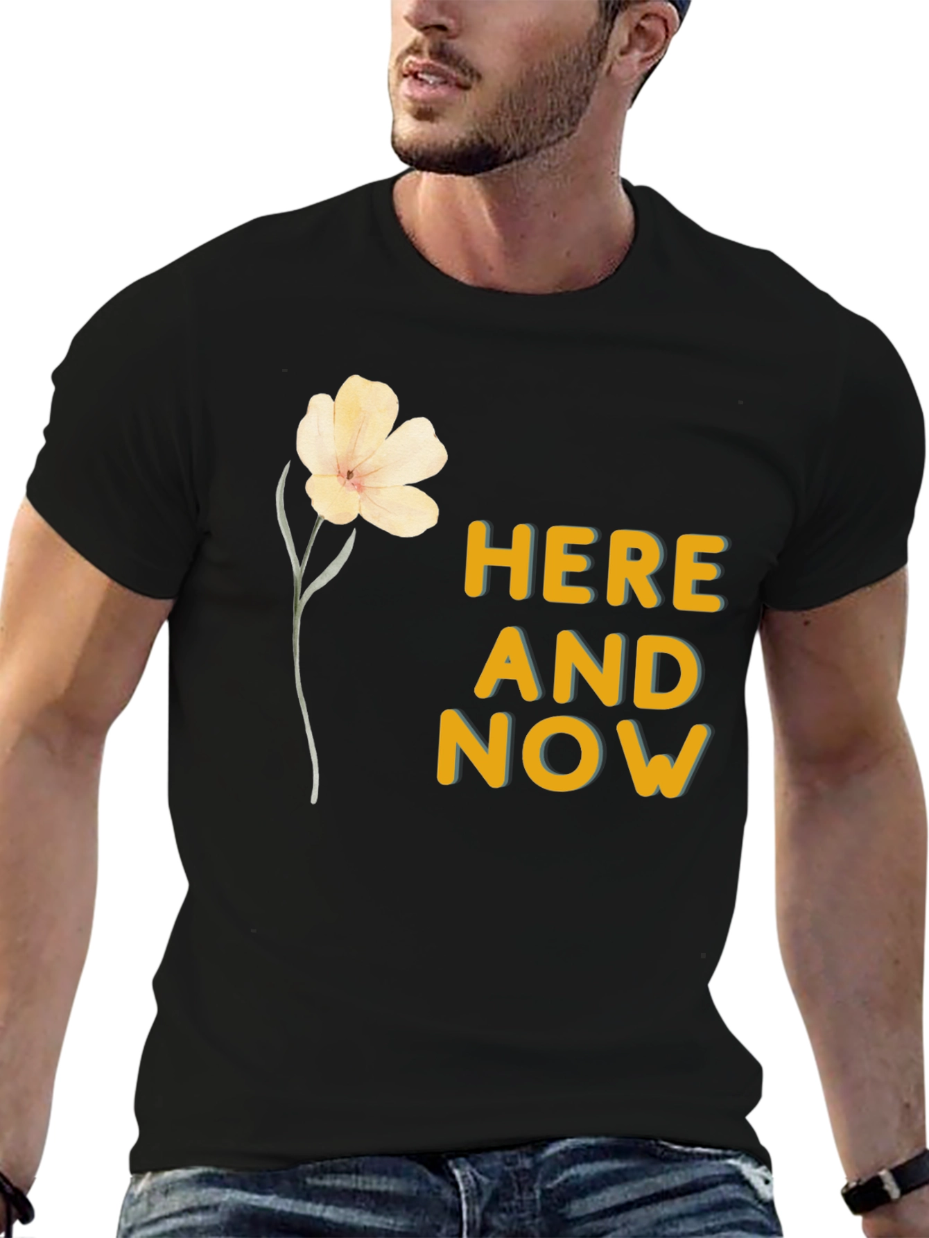 Black Here and Now Graphic Tee - Black Cotton Blend view 6