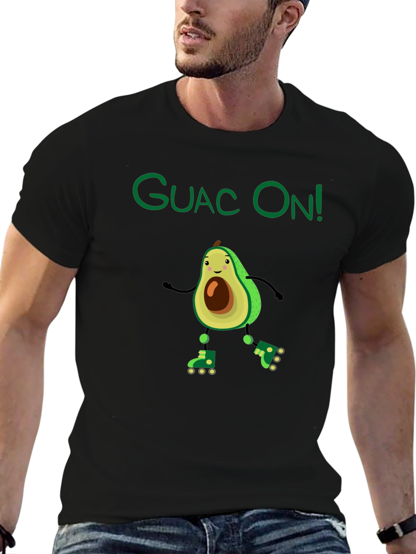 Black Guac On! Avocado Roller Skate Graphic Tee view 6