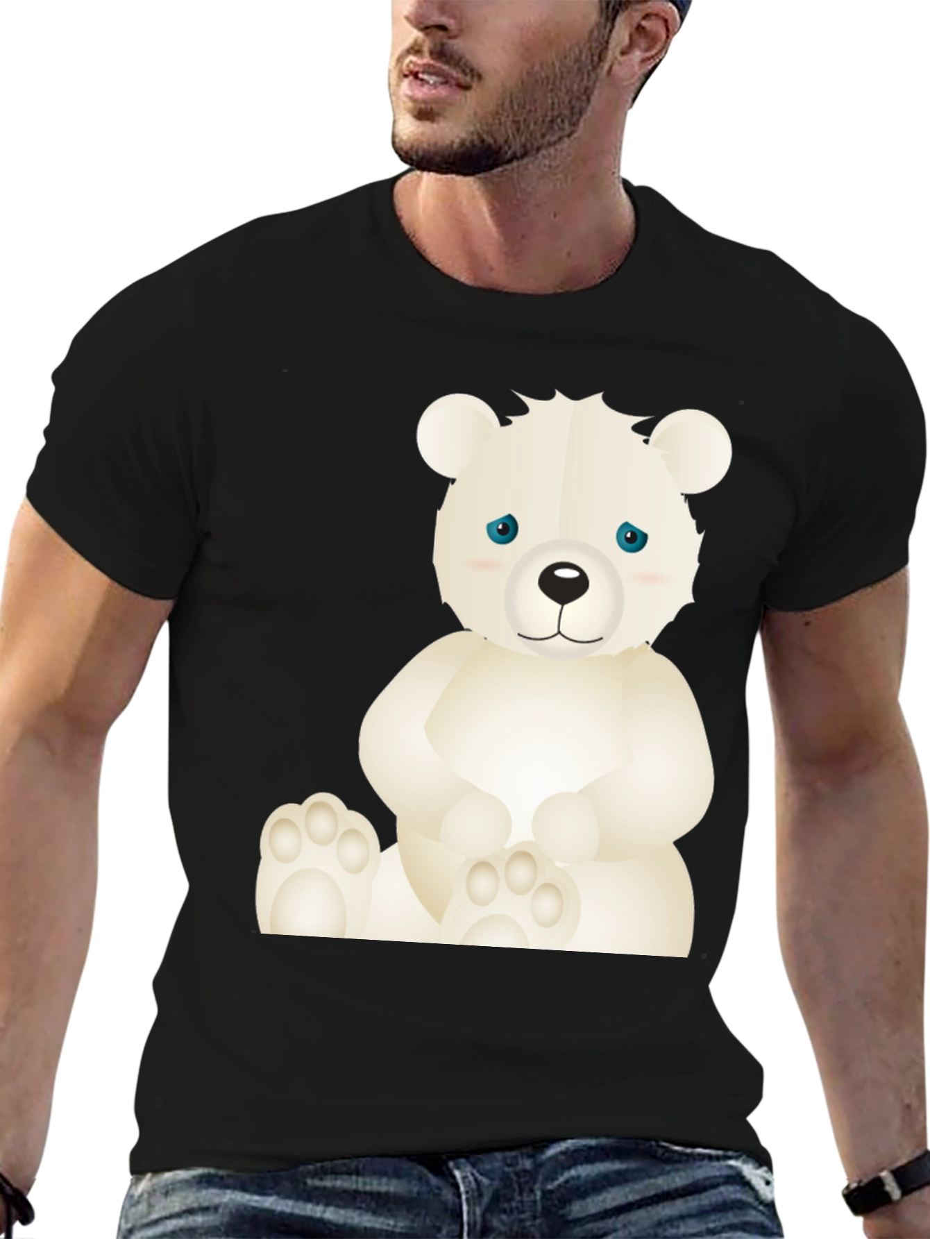 Black Cute Bear Graphic T-Shirt - Soft Cotton Blend view 6