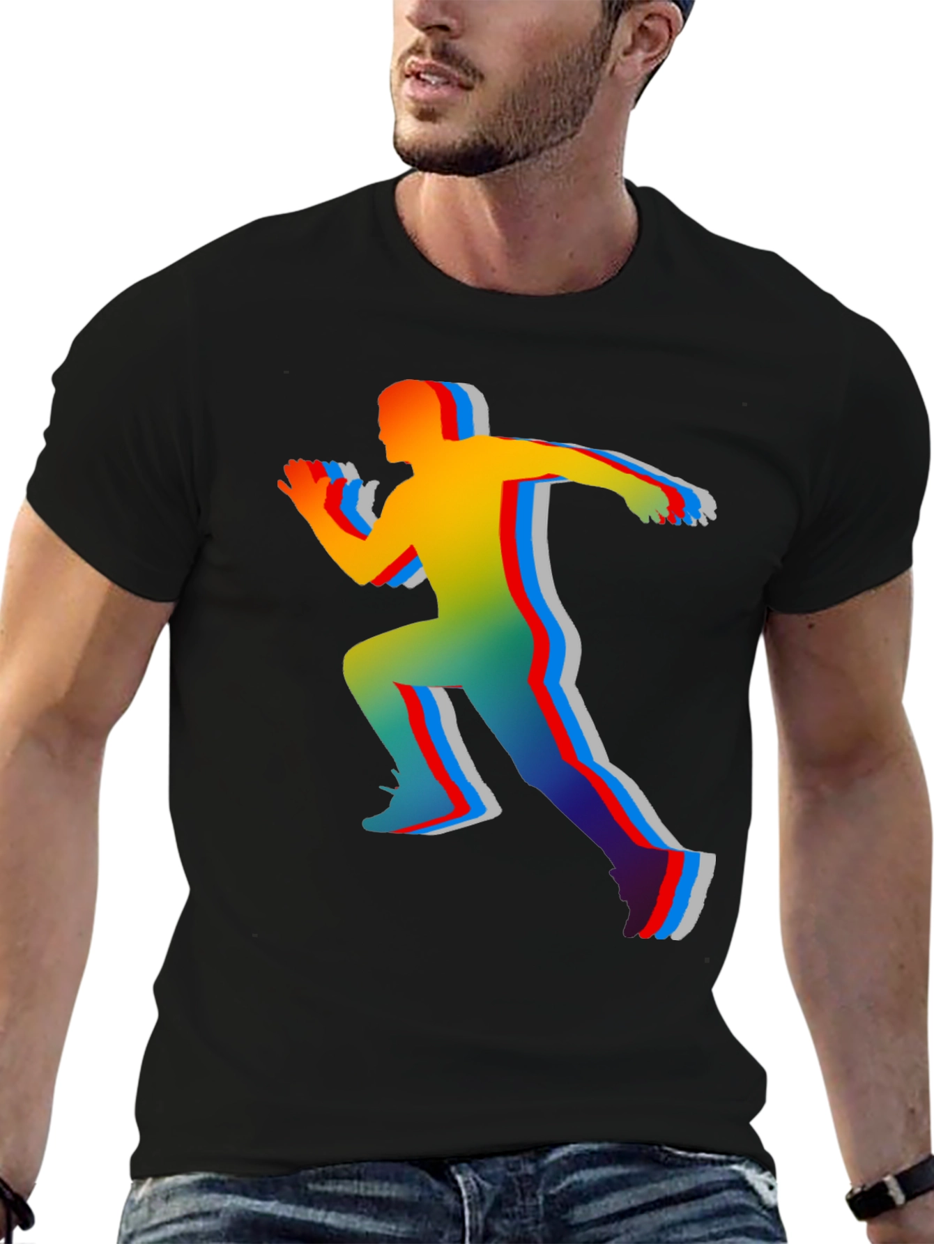 Black Colorful Runner Graphic T-Shirt view 6