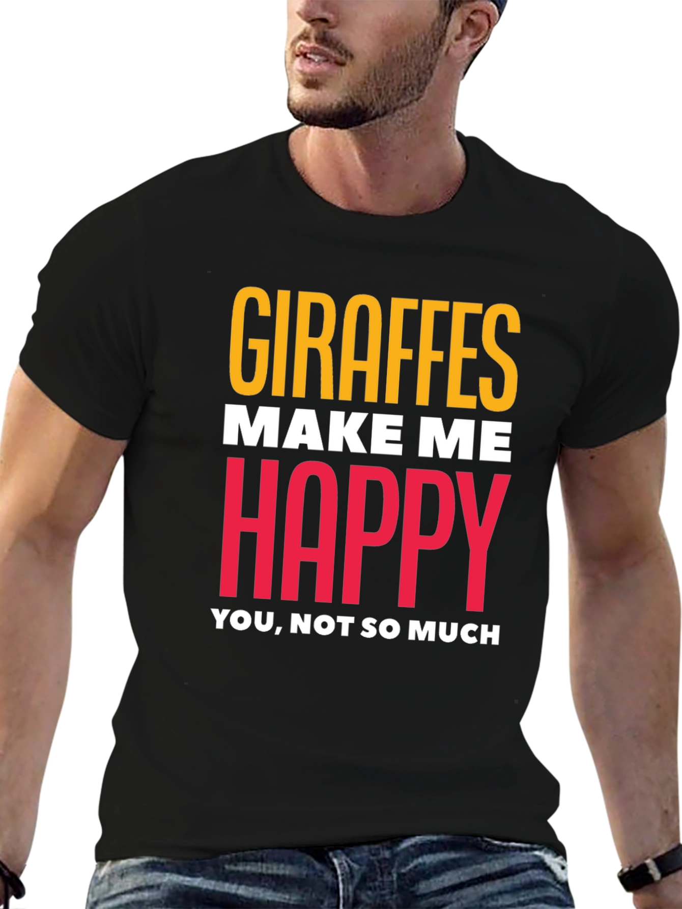 Black Giraffe Lover T-Shirt - Humorous Graphic Tee view 6