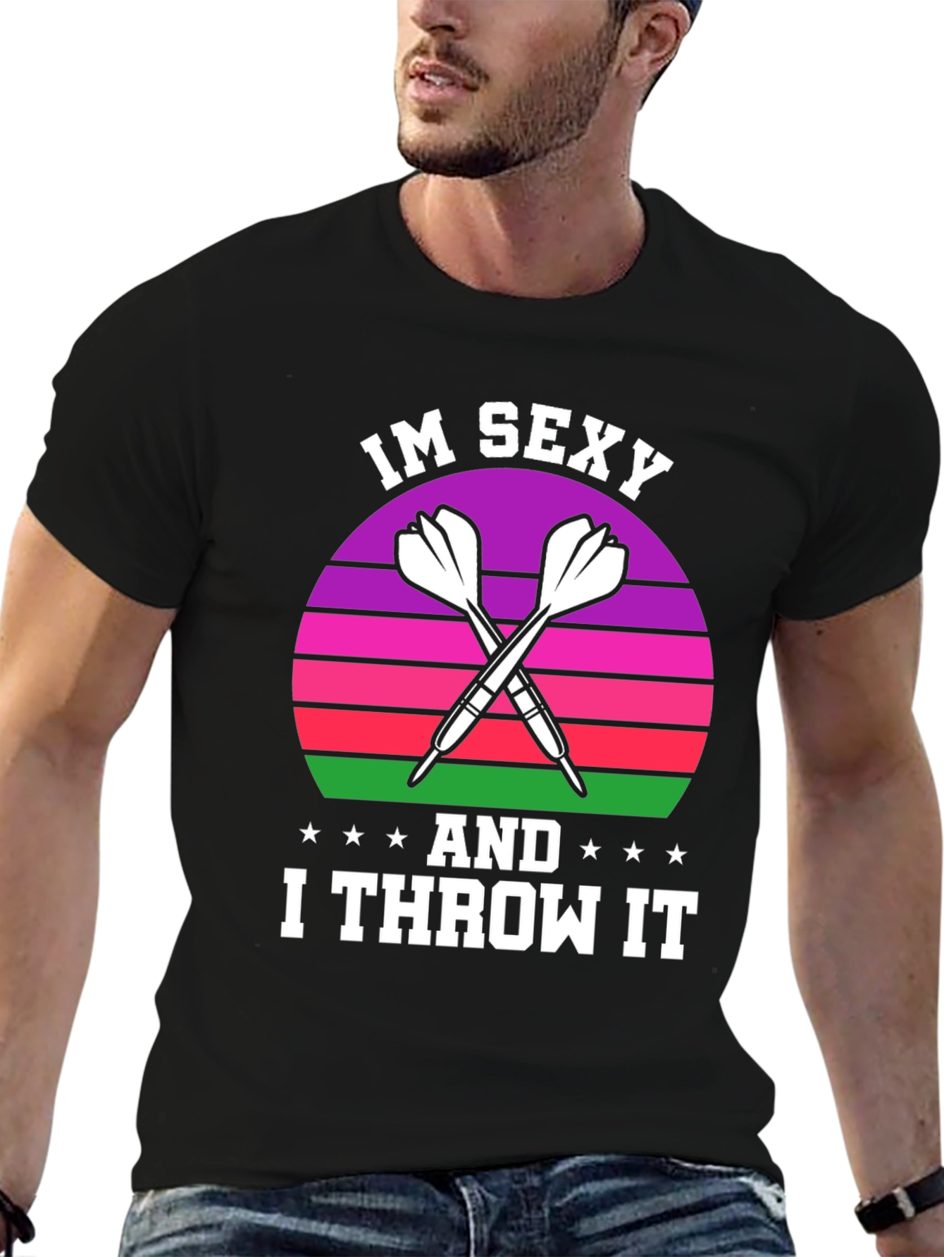 Black Im Sexy And I Throw It Dart T-Shirt view 6