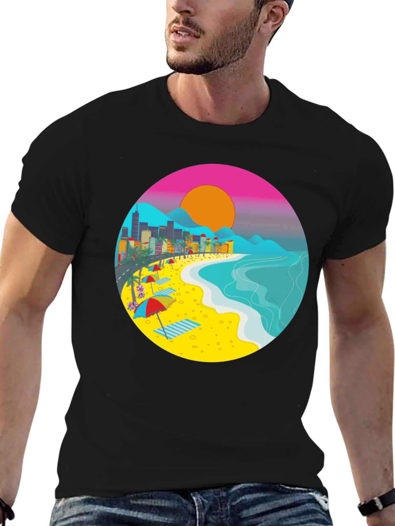 Black Beachscape Graphic T-Shirt view 6