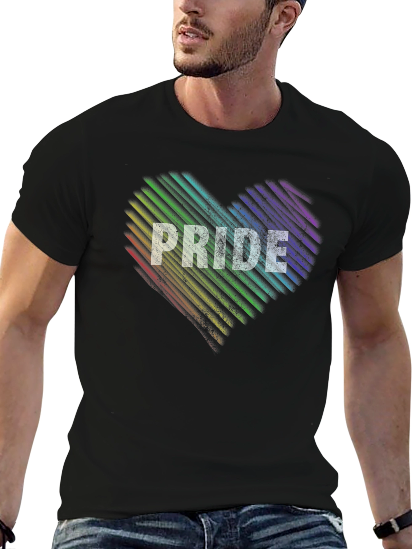 Black Pride Heart Graphic T-Shirt - LGBTQ+ Rainbow Tee view 6