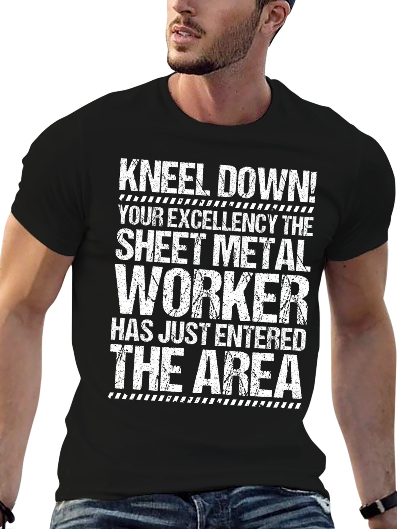 Black Kneel Down Sheet Metal Worker T-Shirt view 6