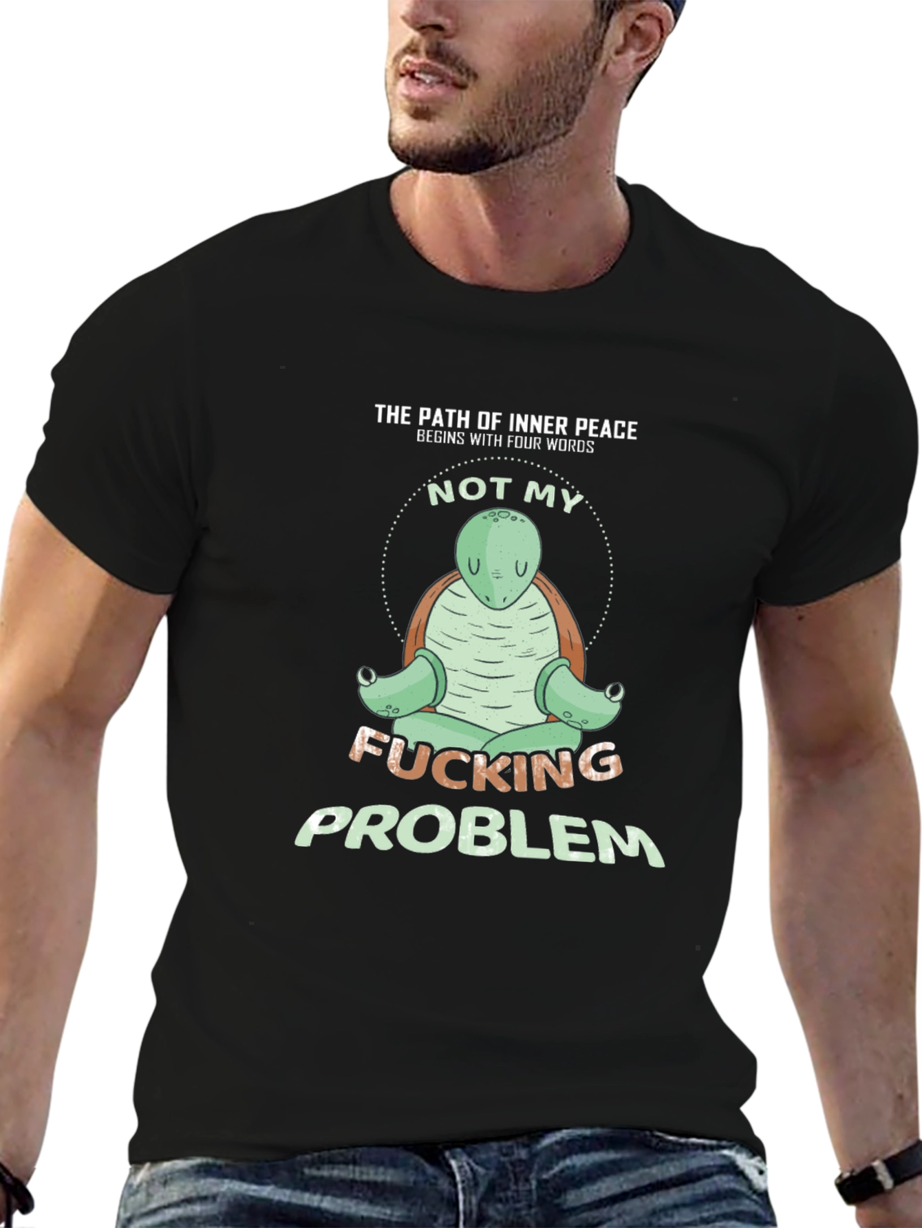 Black Inner Peace Turtle Graphic Tee - Not My Problem Shirt view 6