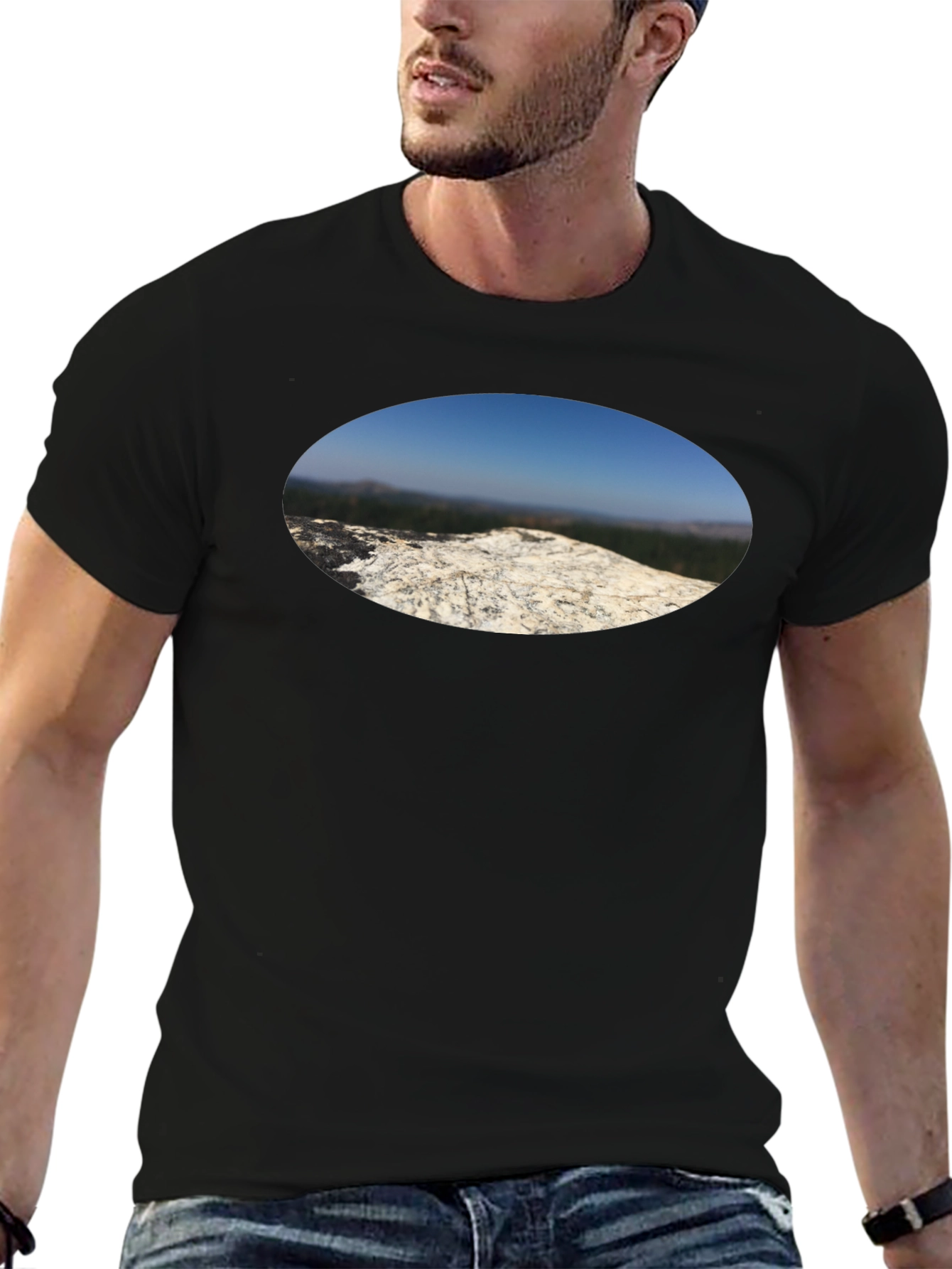 Black Nature View T-Shirt - Black Cotton Tee view 6
