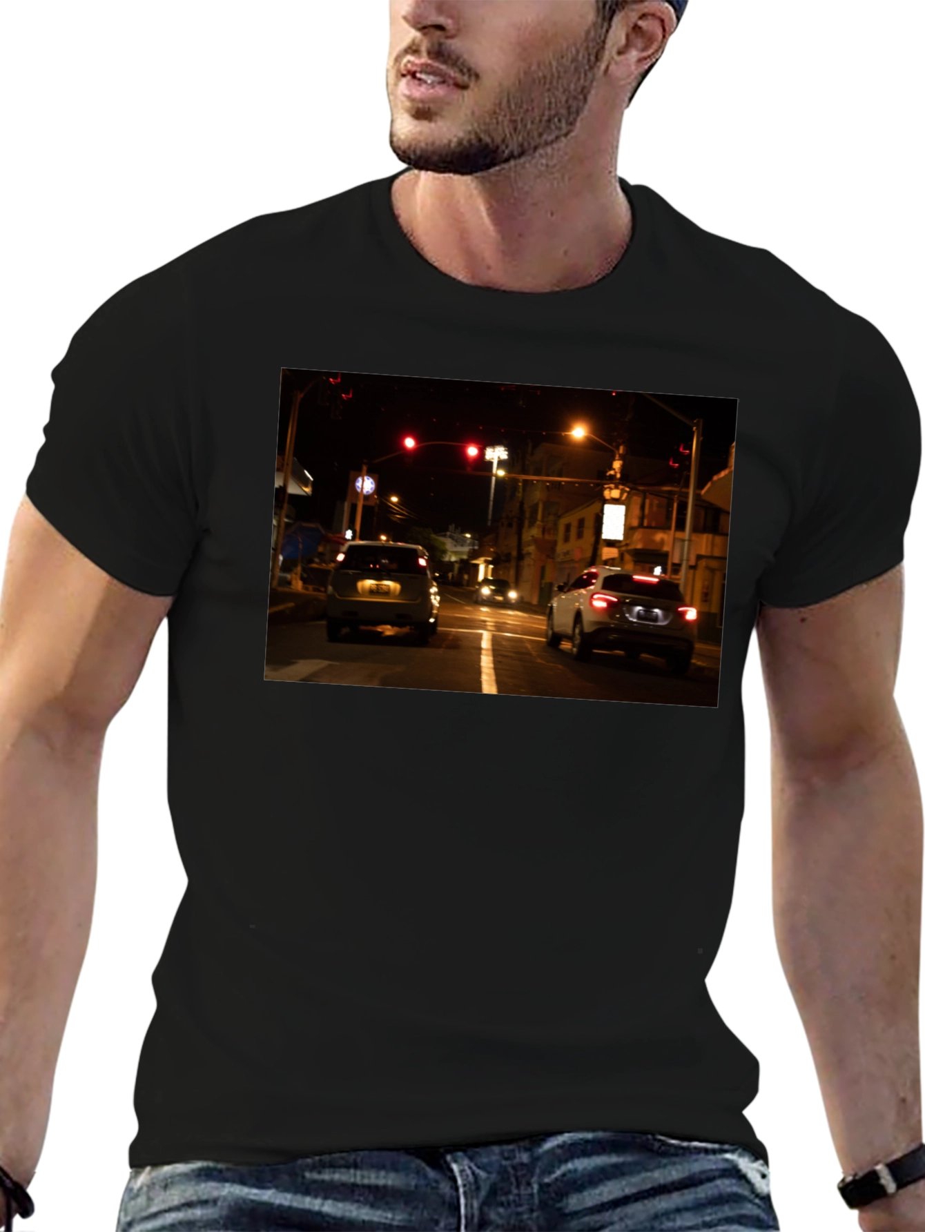 Black Night Drive Graphic Tee - Black Cotton Blend view 6