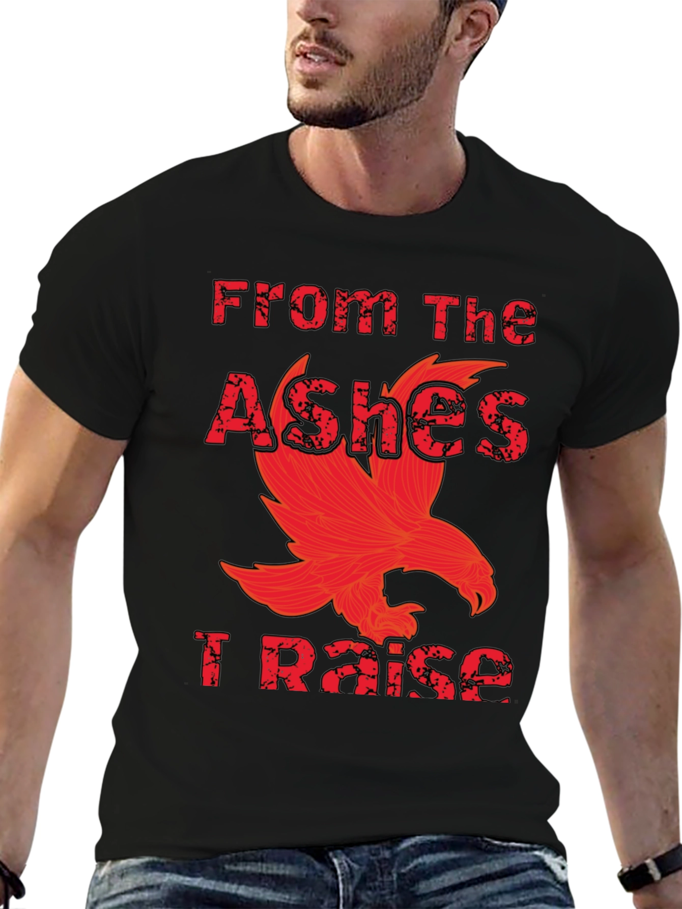Black From The Ashes I Raise Phoenix Graphic T-Shirt view 6