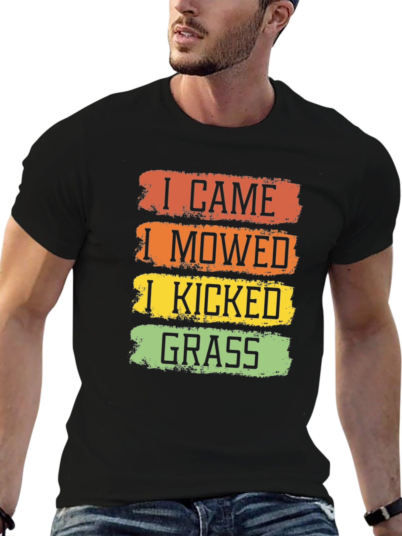 Black I Came I Mowed I Kicked Grass T-Shirt view 6