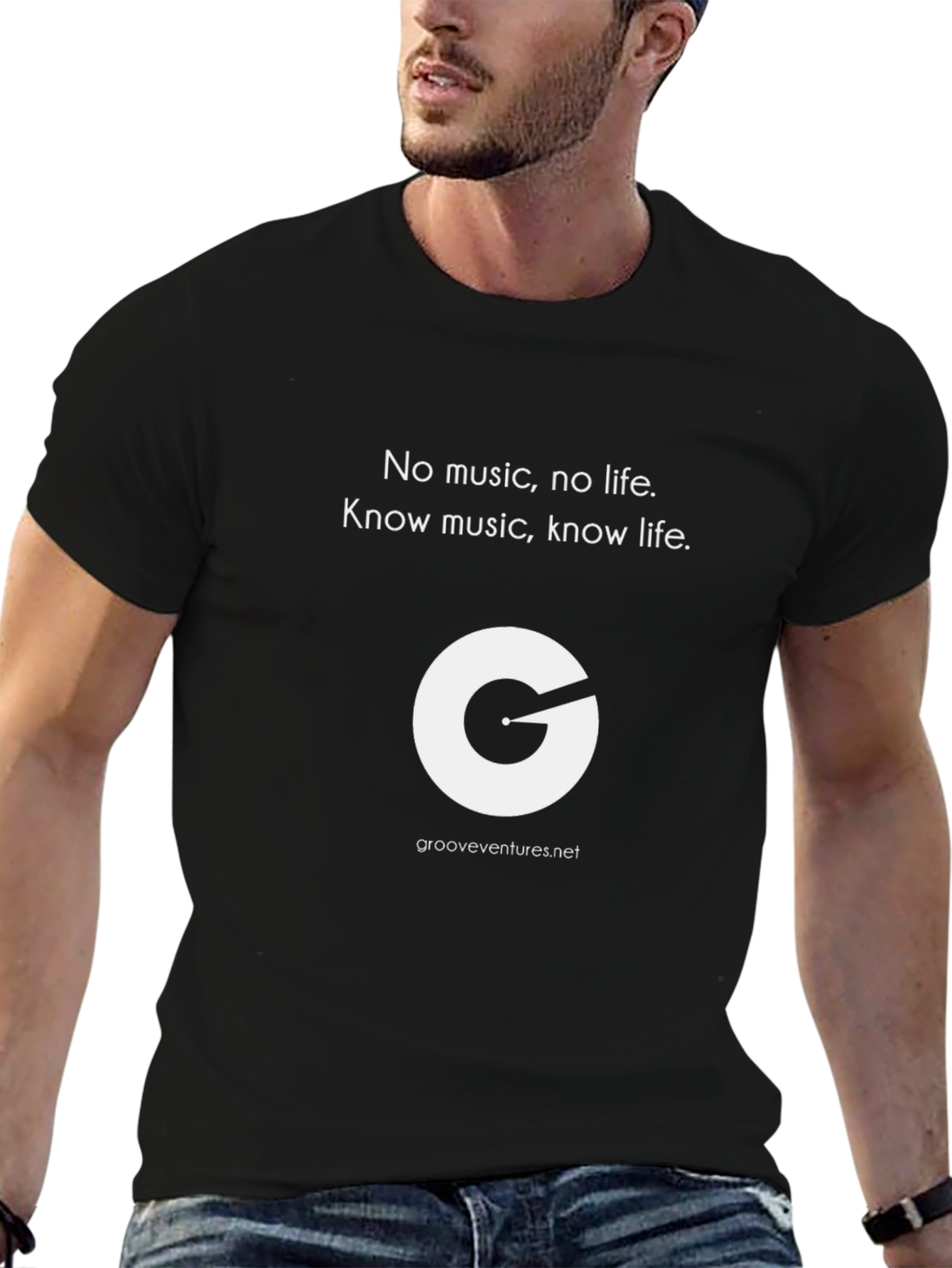Black GrooveVentures Music T-Shirt view 6