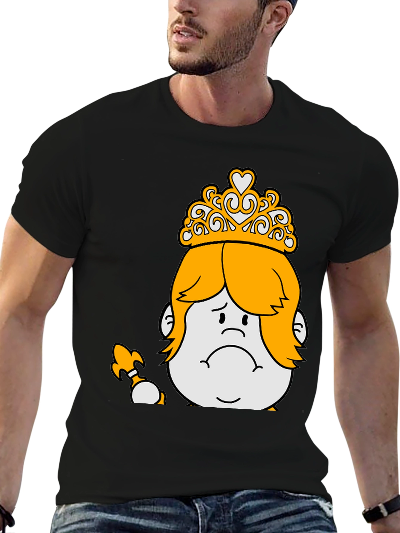 Black Sad Crowned Cartoon Tee view 6