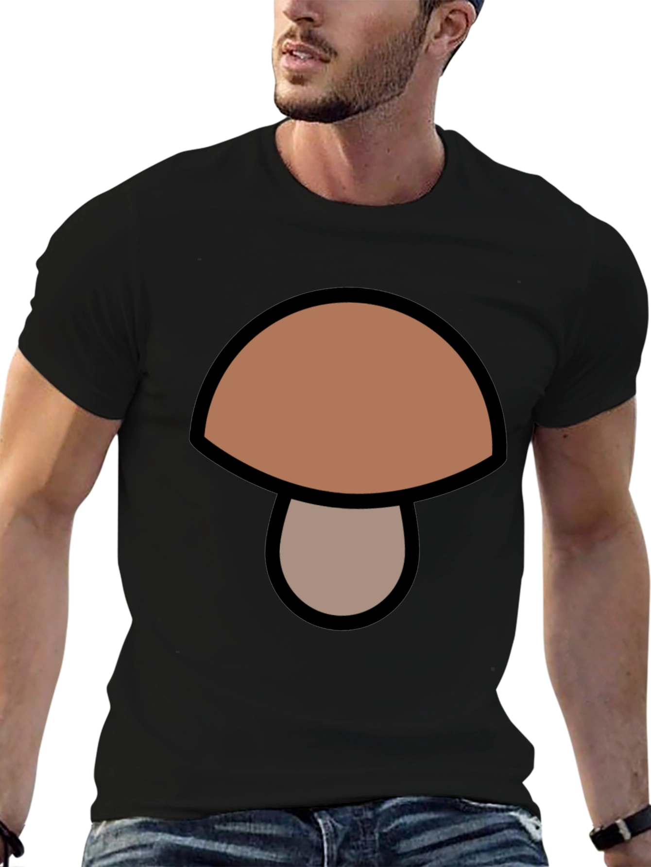 Black Mushroom Graphic Tee -  Unisex Crew Neck T-Shirt view 6