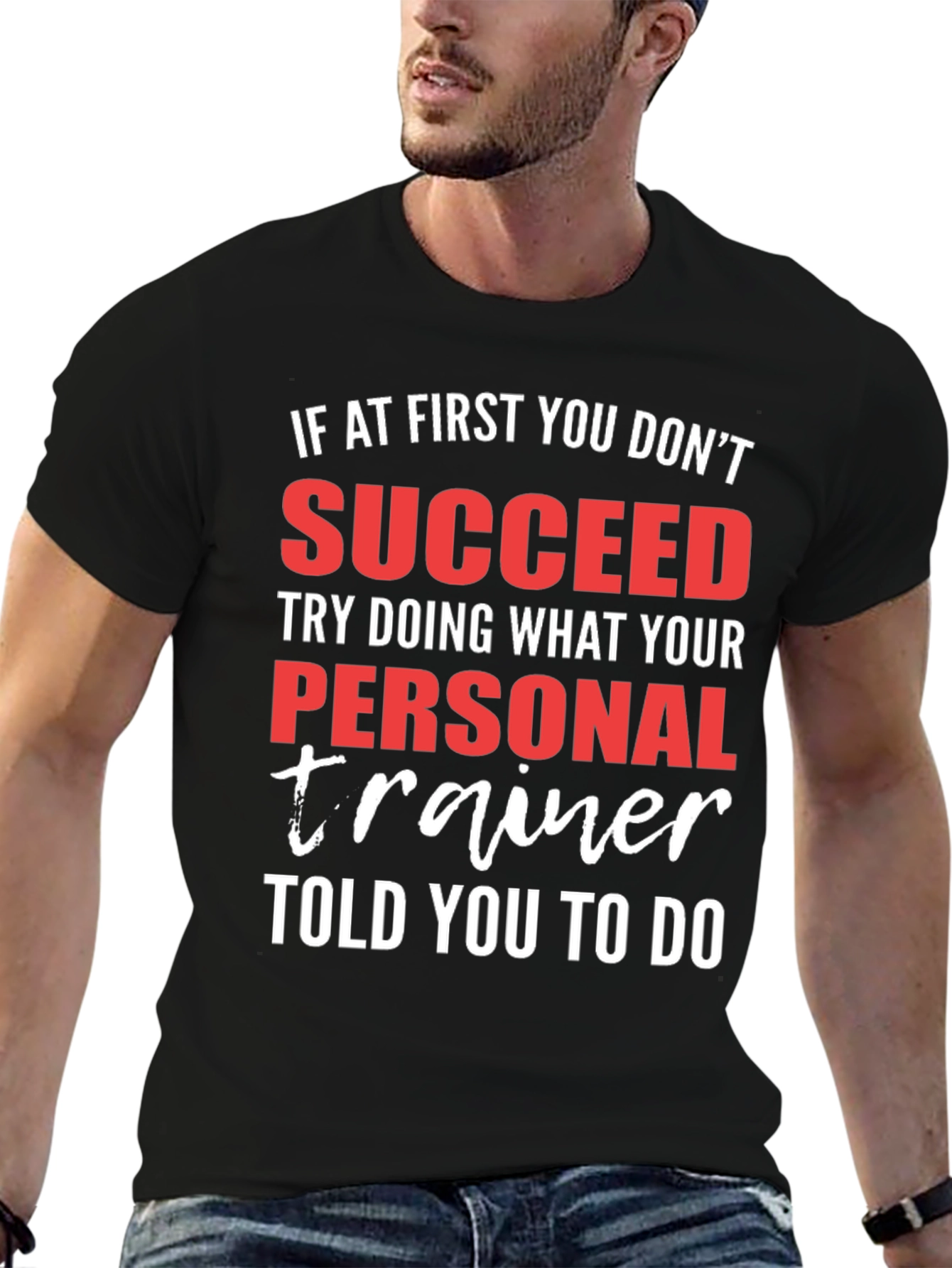 Black Personal Trainer Gym T-Shirt - Motivational Fitness Tee view 6