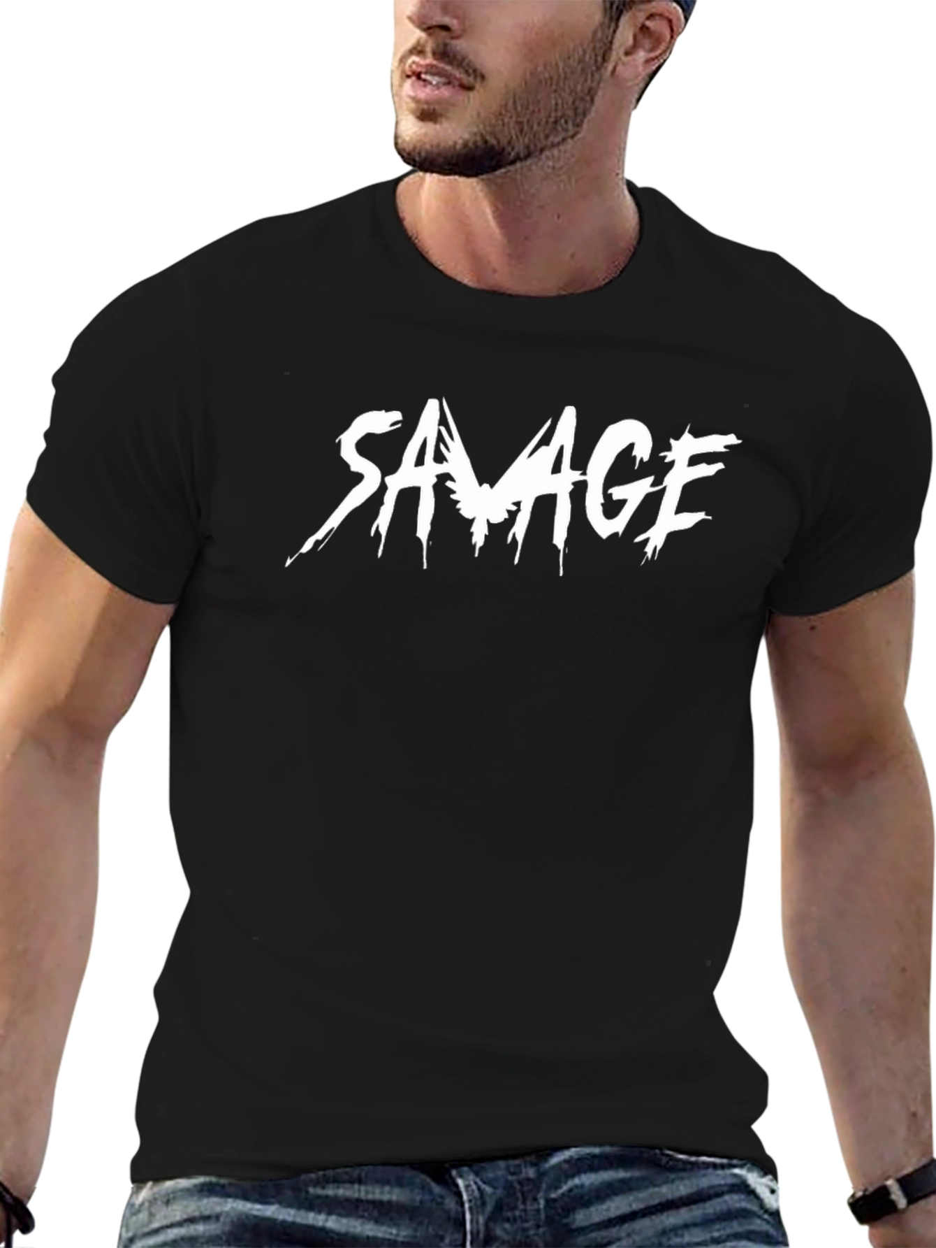 Black Savage Graphic Print T-Shirt - Black view 6