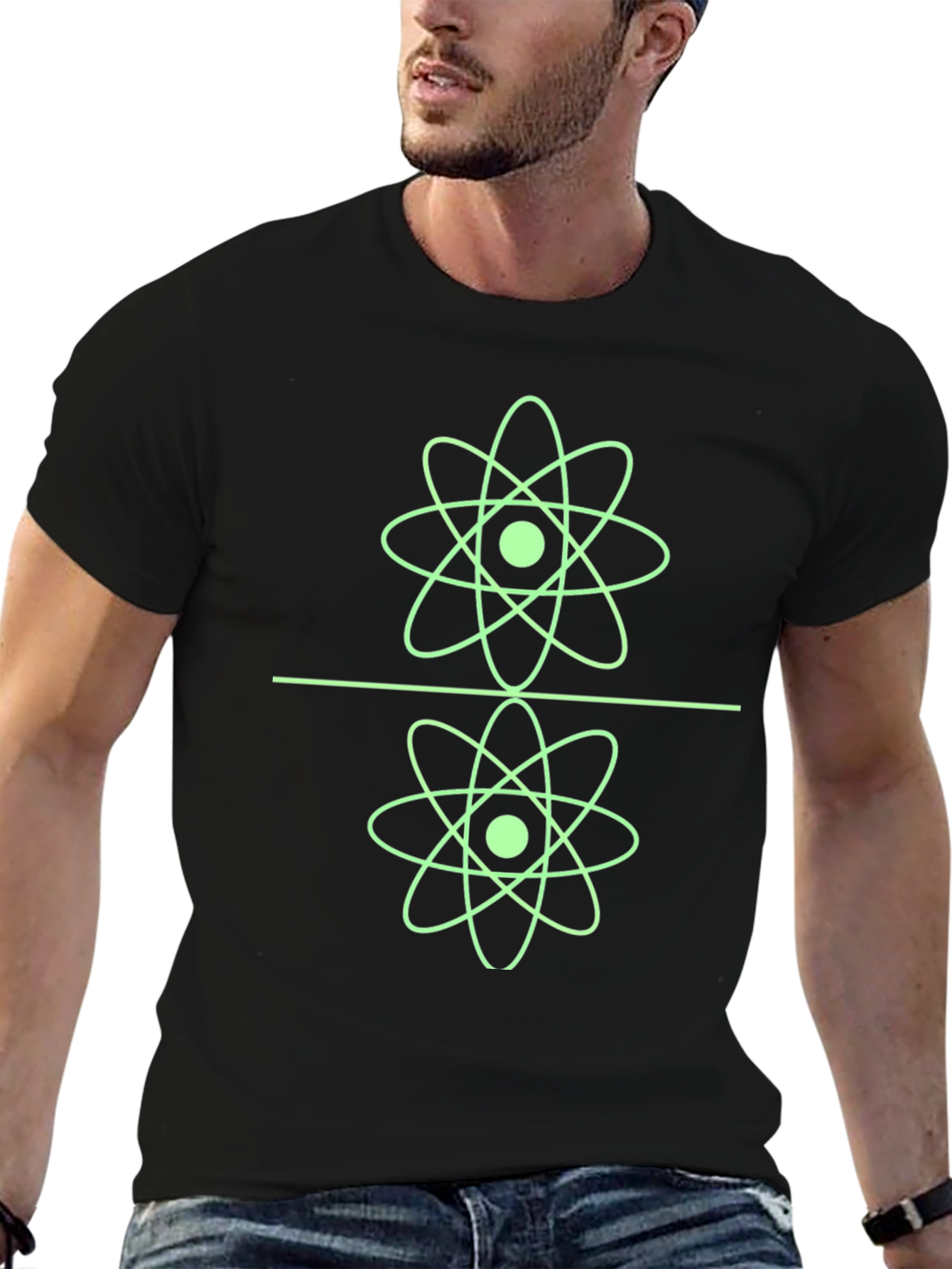 Black Cool Atom Graphic Tee - Black view 6