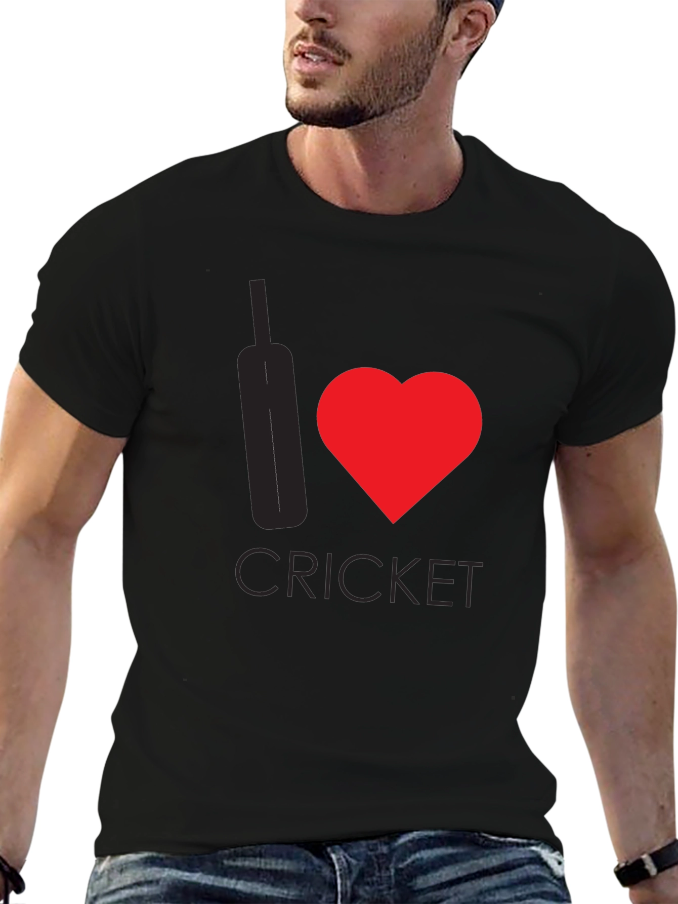 Black I Heart Cricket Black T-Shirt view 6