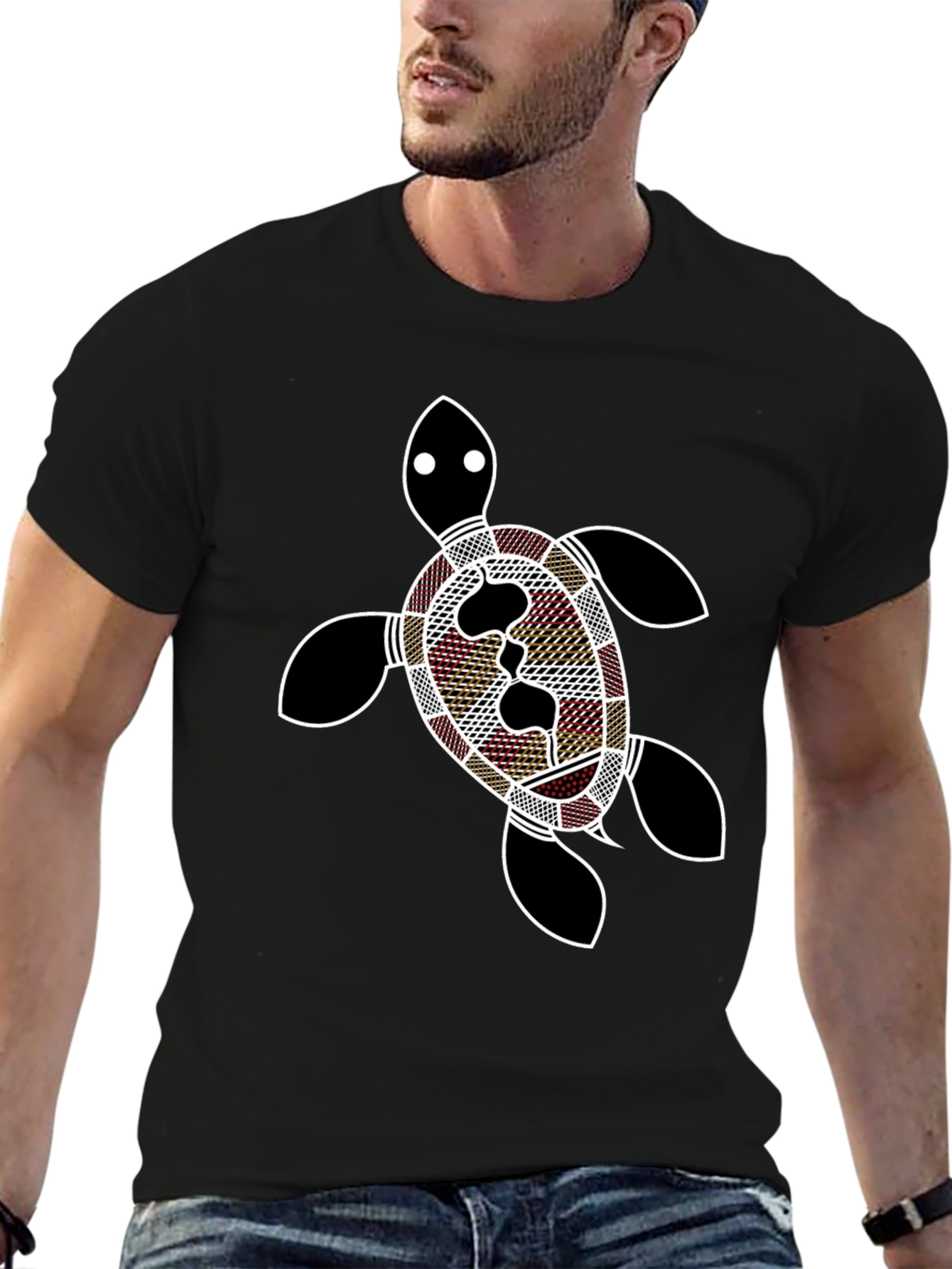 Black Turtle Print Black T-Shirt view 6
