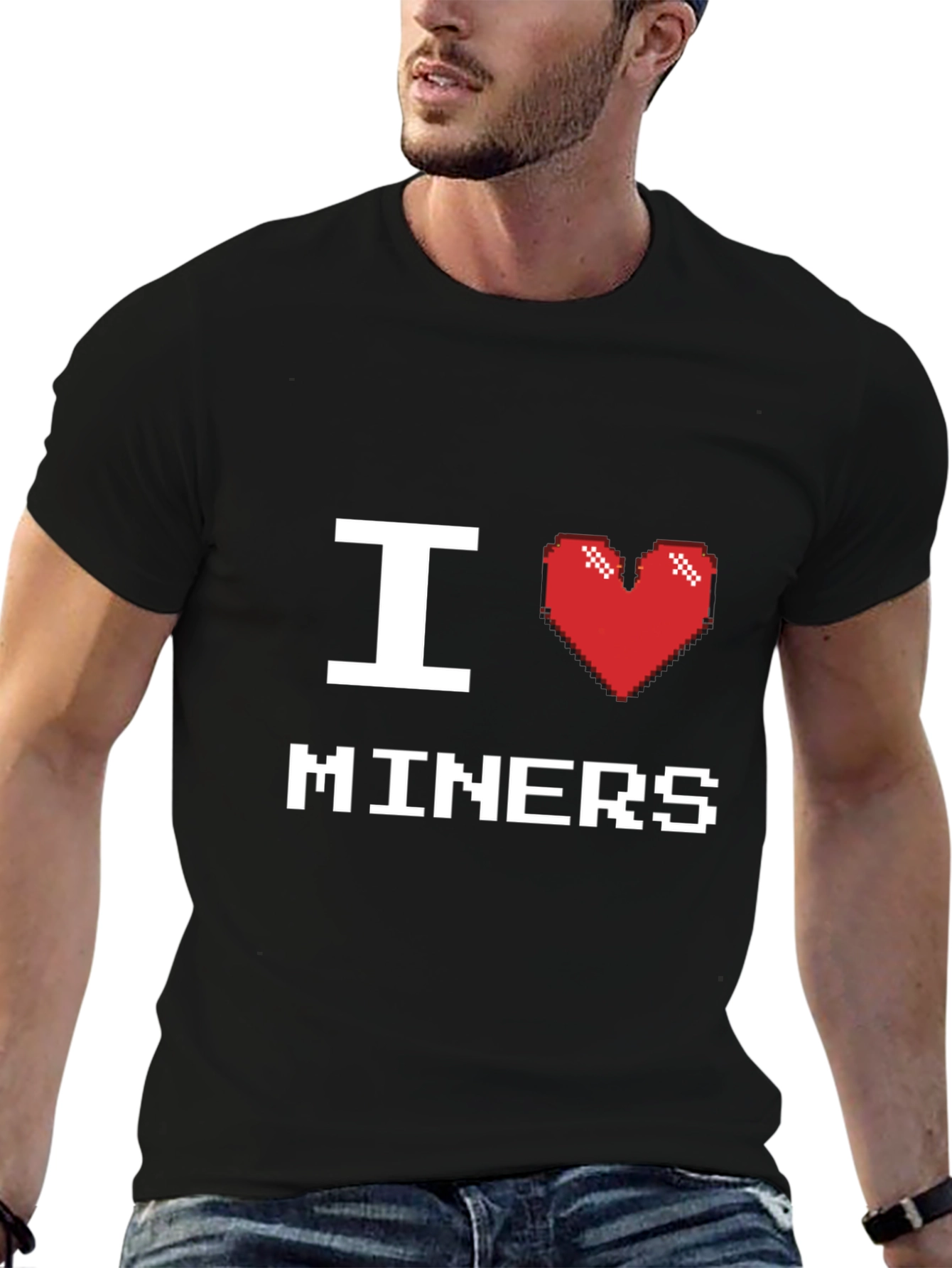 Black I Heart Miners T-Shirt - Black Cotton Tee view 6