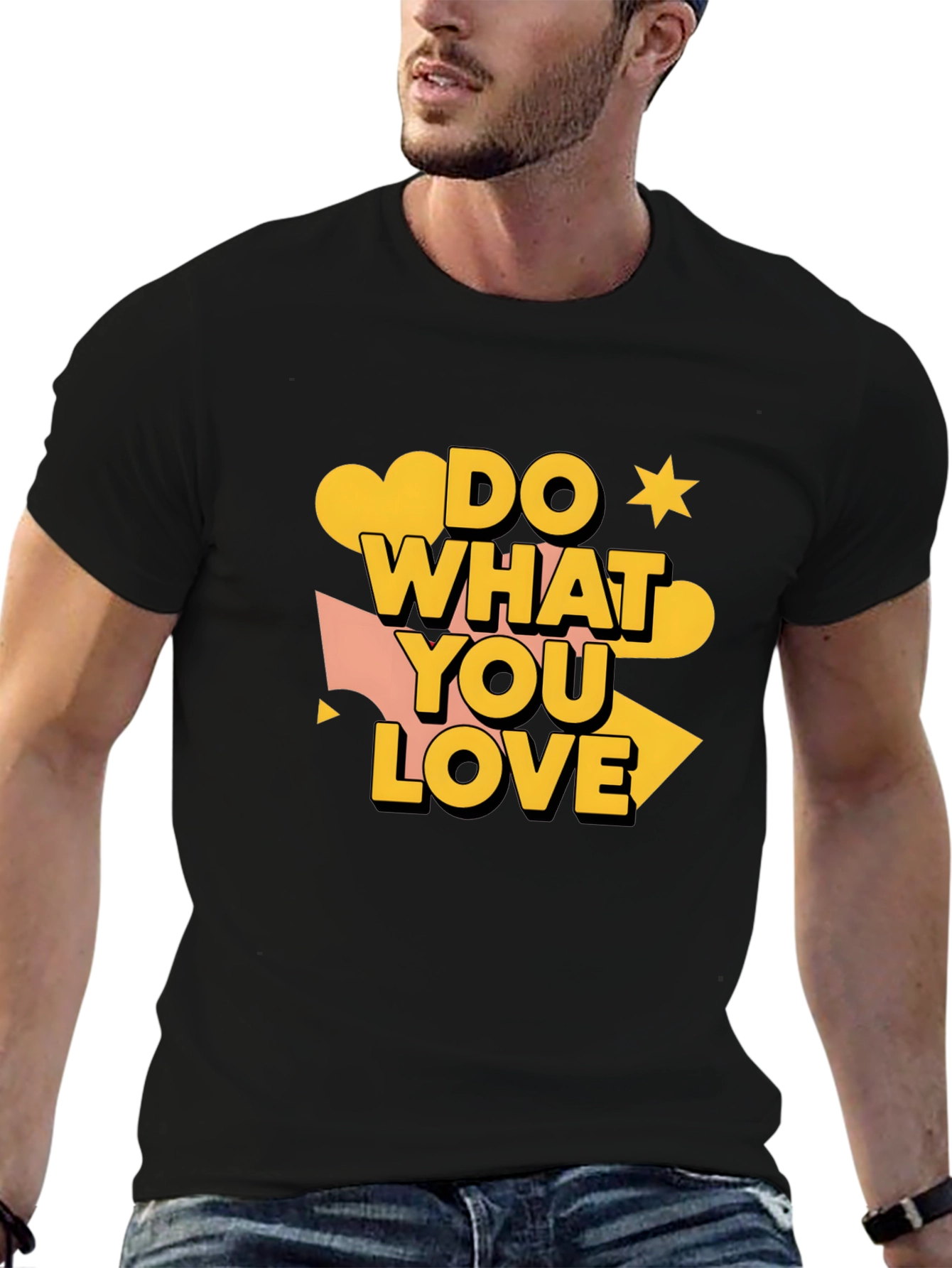 Black Do What You Love Graphic Tee - Stylish Men's Black T-Shirt view 6