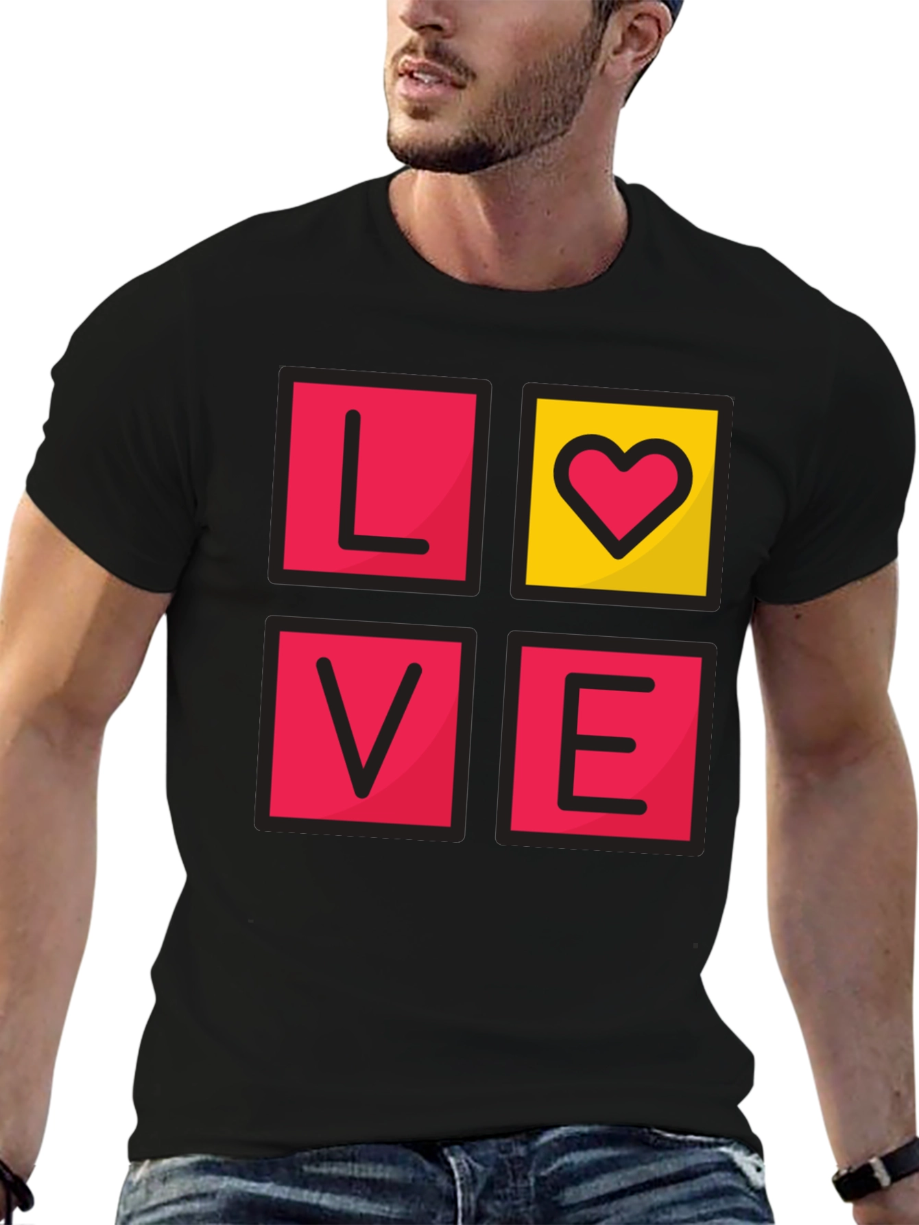 Black LOVE Graphic Tee - Men's Black T-Shirt view 6