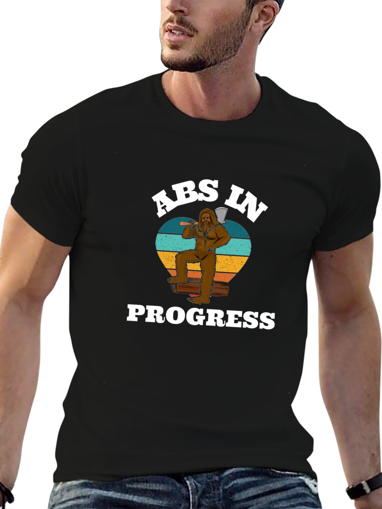 Black Abs in Progress Bigfoot Graphic Tee view 6