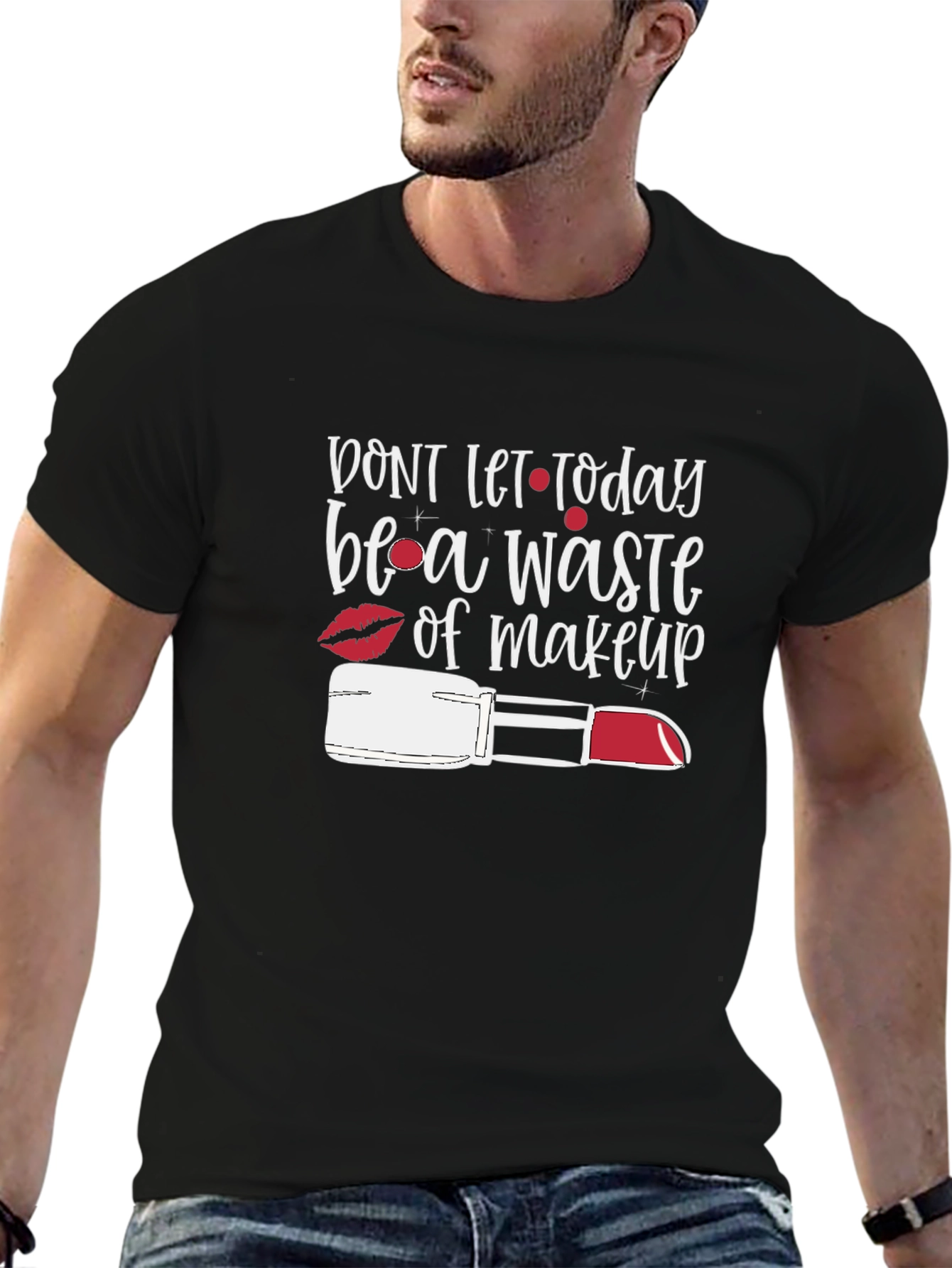 Black Makeup Lover's Tee: "Don't Let Today Be a Waste" view 6