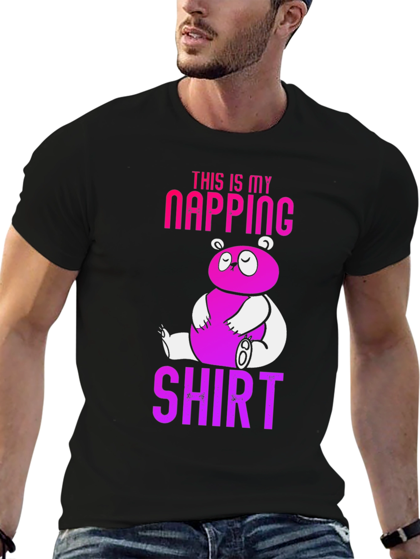 Black Napping Shirt - Funny Panda Graphic Tee view 6