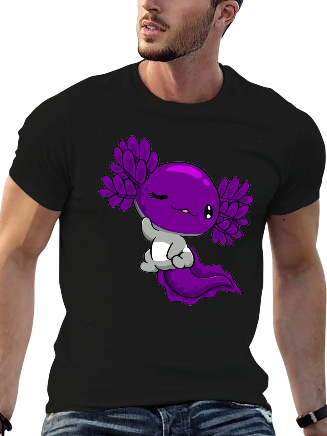 Black Axolotl Graphic Tee - Cute Amphibian Design view 6