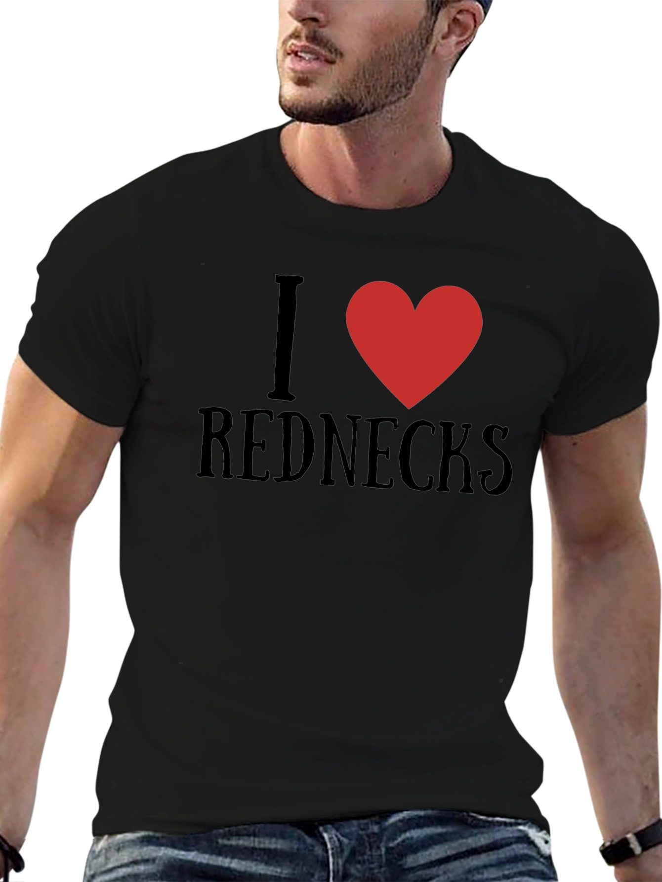 Black I Heart Rednecks Graphic Tee - Soft Cotton Blend view 6