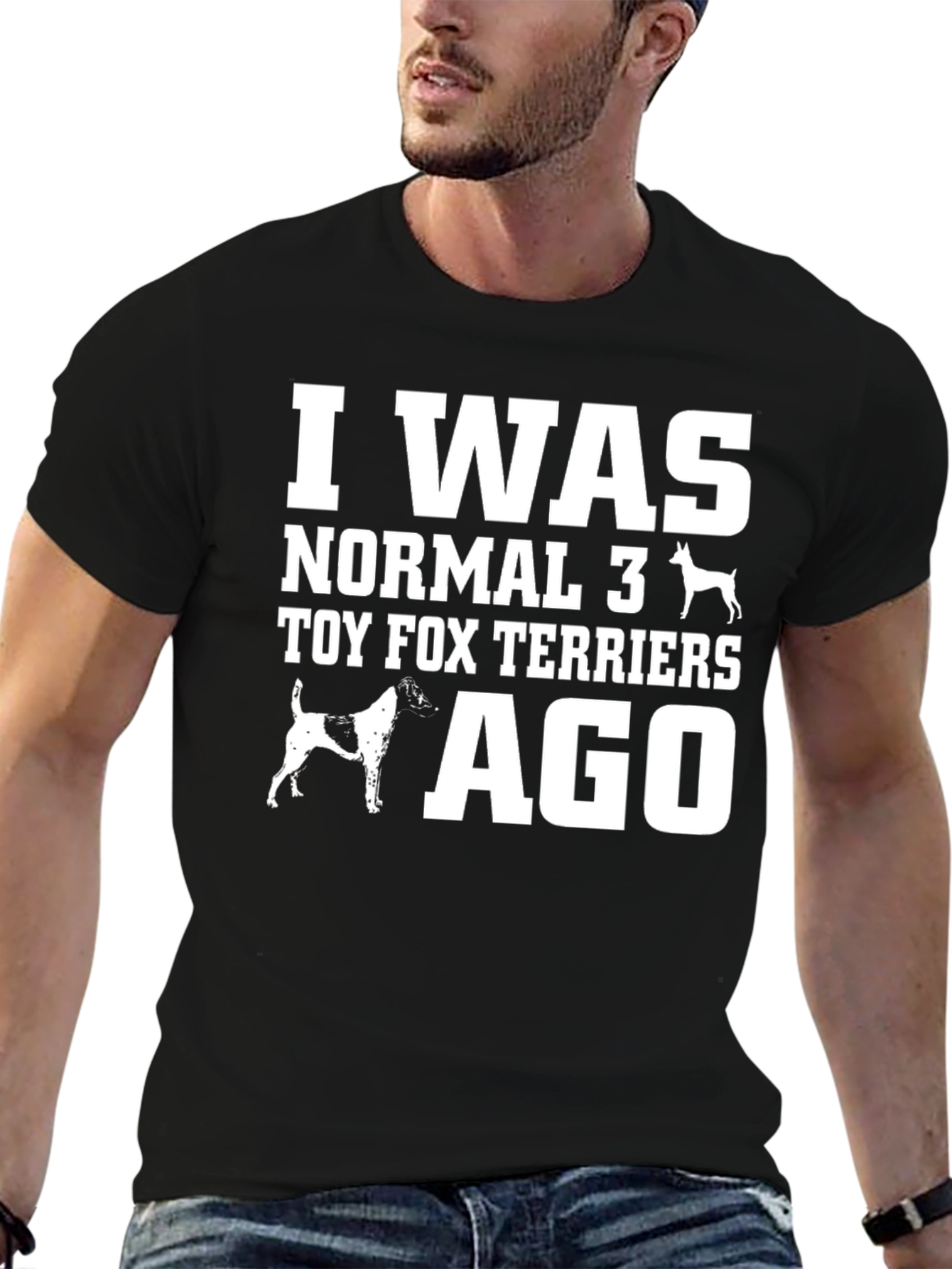 Black Funny Toy Fox Terrier Graphic Tee Shirt view 6