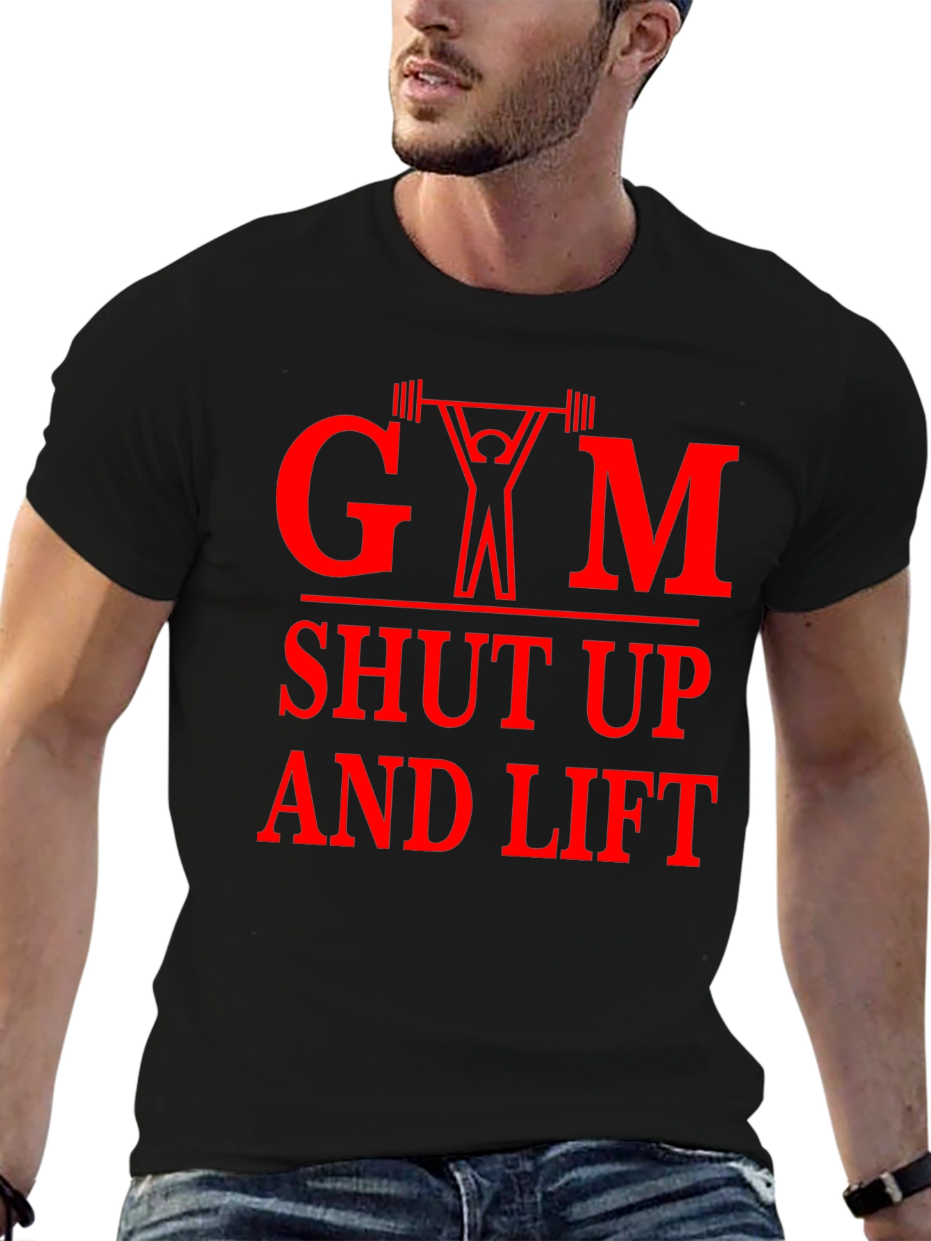 Black Gym Shut Up and Lift Graphic Tee view 6