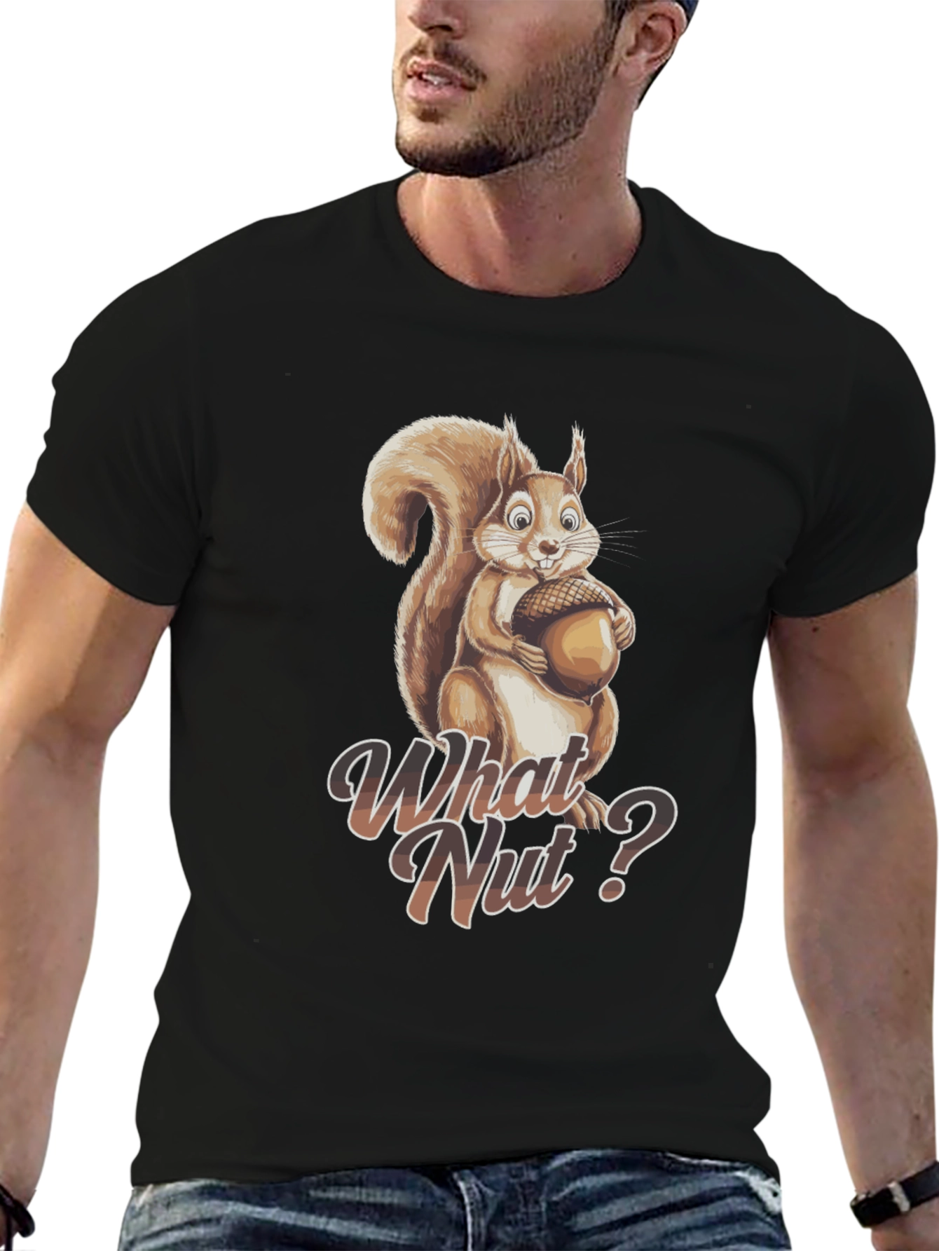 Black What Nut? Squirrel Graphic Tee - Unisex view 6