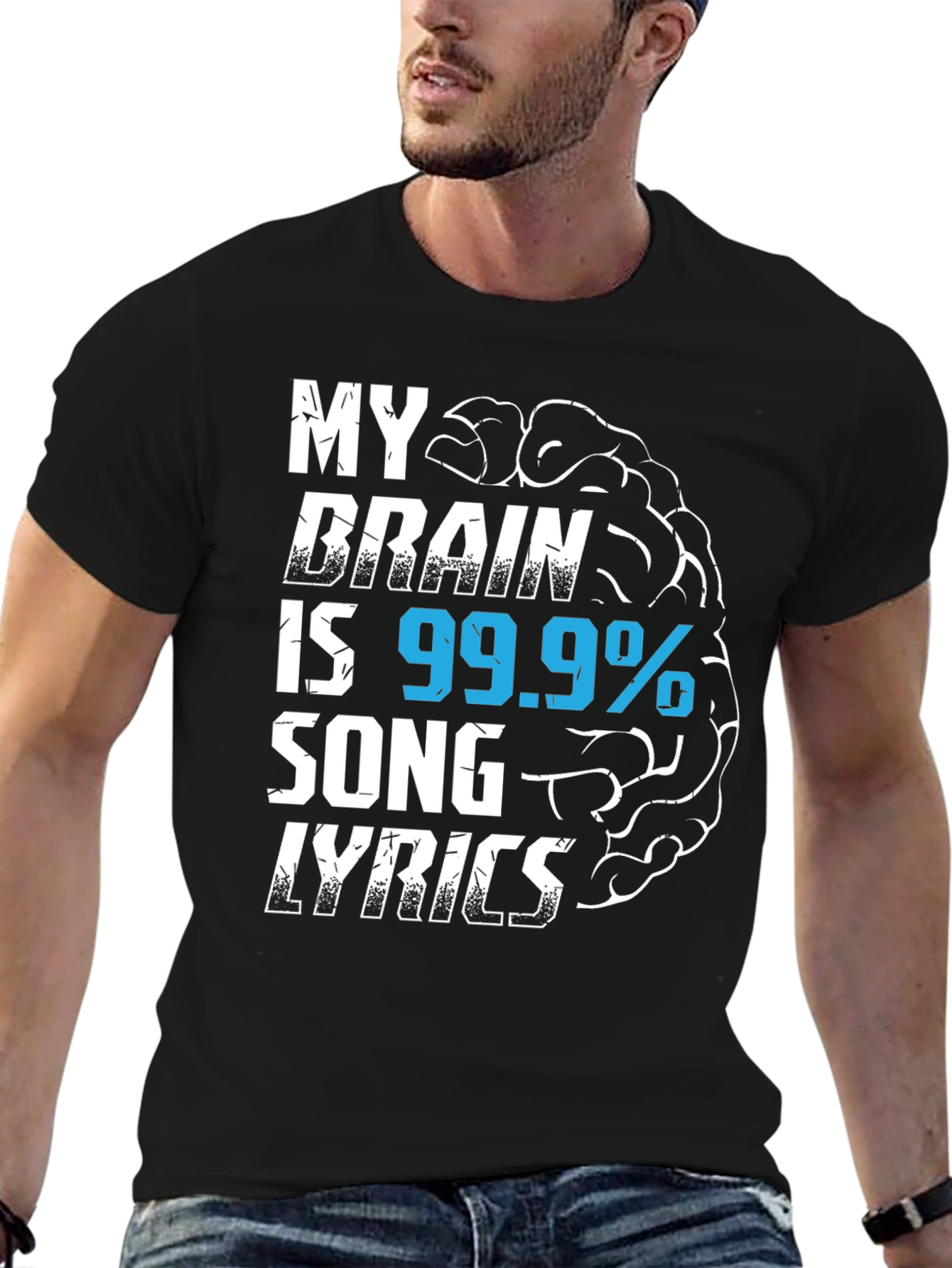 Black My Brain is 99.9% Song Lyrics T-Shirt view 6