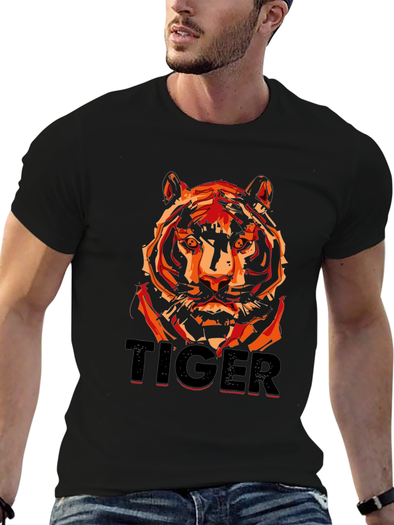 Black Tiger Graphic T-Shirt - Men's Black Tee view 6