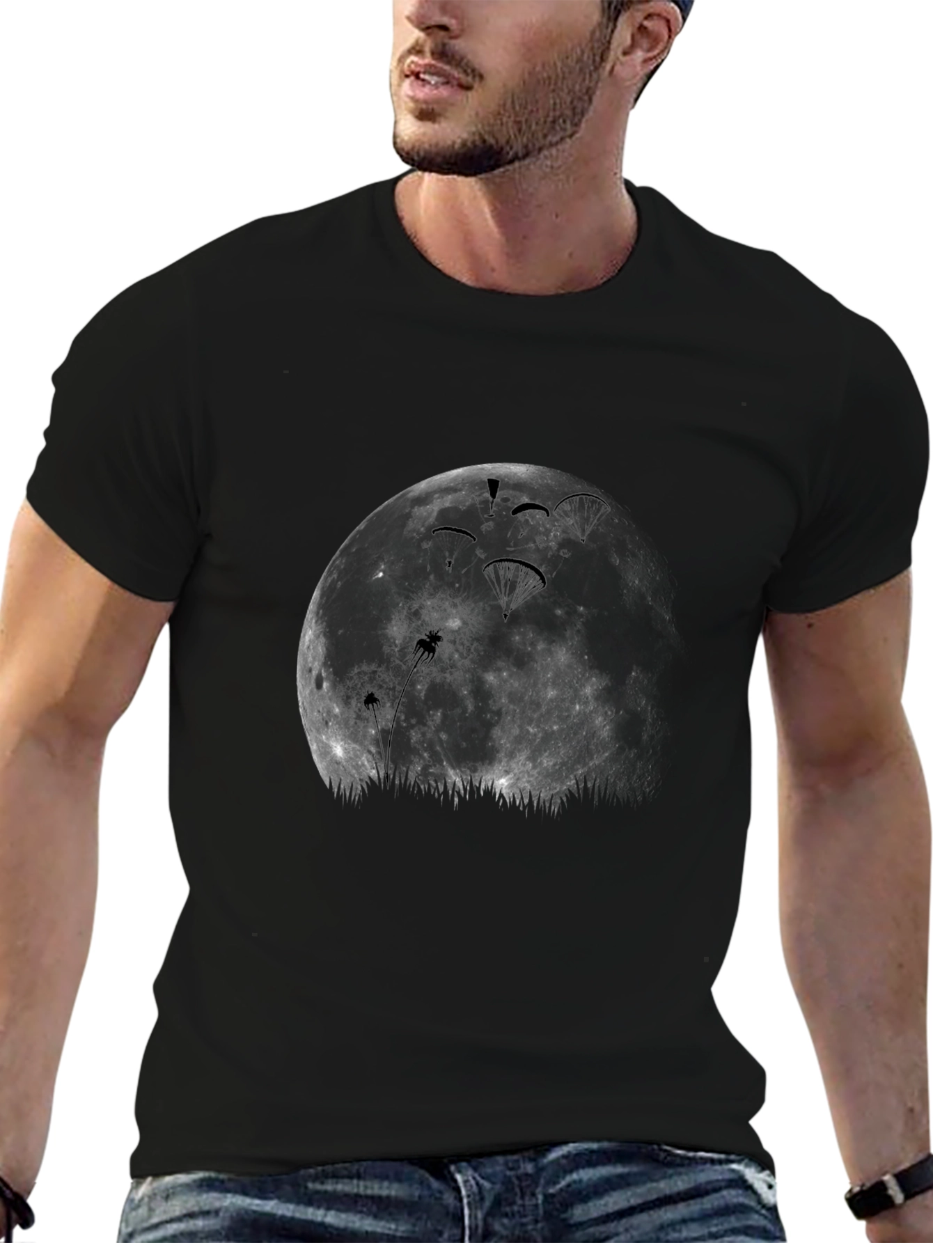 Black Moonlight Paragliding Black T-Shirt view 6