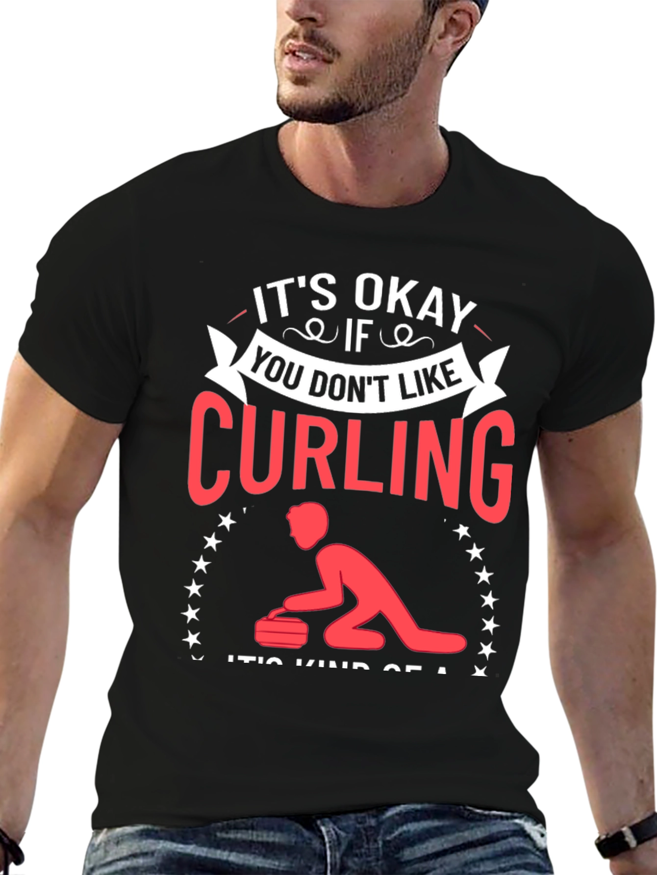 Black Curling Fan T-Shirt - "It's Okay If You Don't Like" view 6