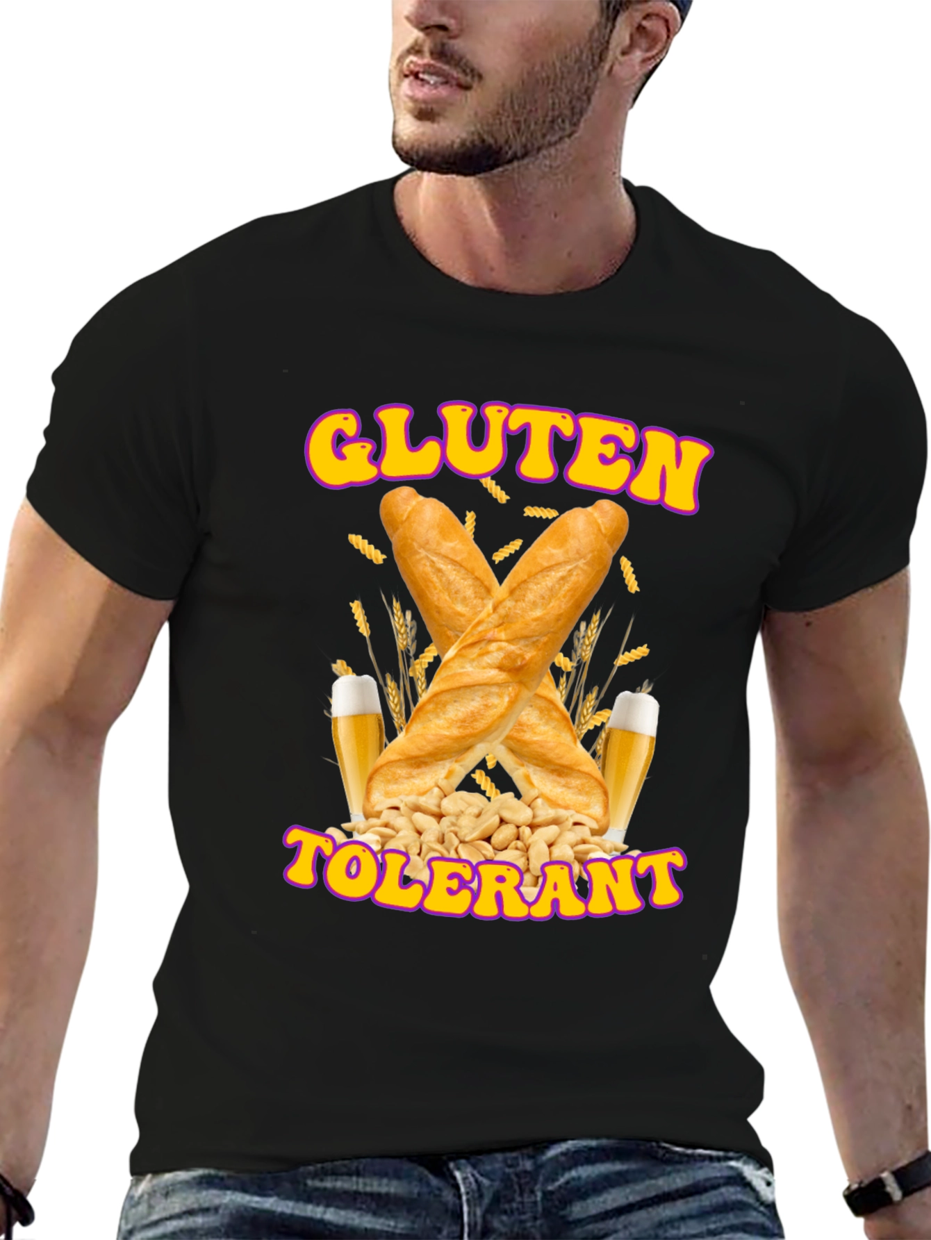 Black Gluten Tolerant Graphic Tee - Novelty T-Shirt view 6