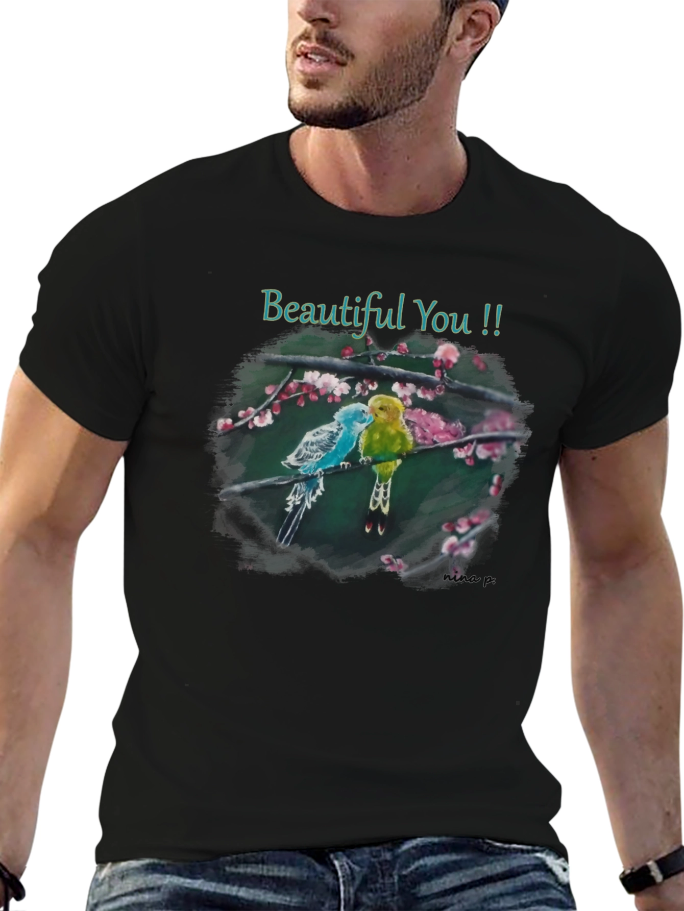 Black Beautiful You Bird T-Shirt - Unique Design view 6
