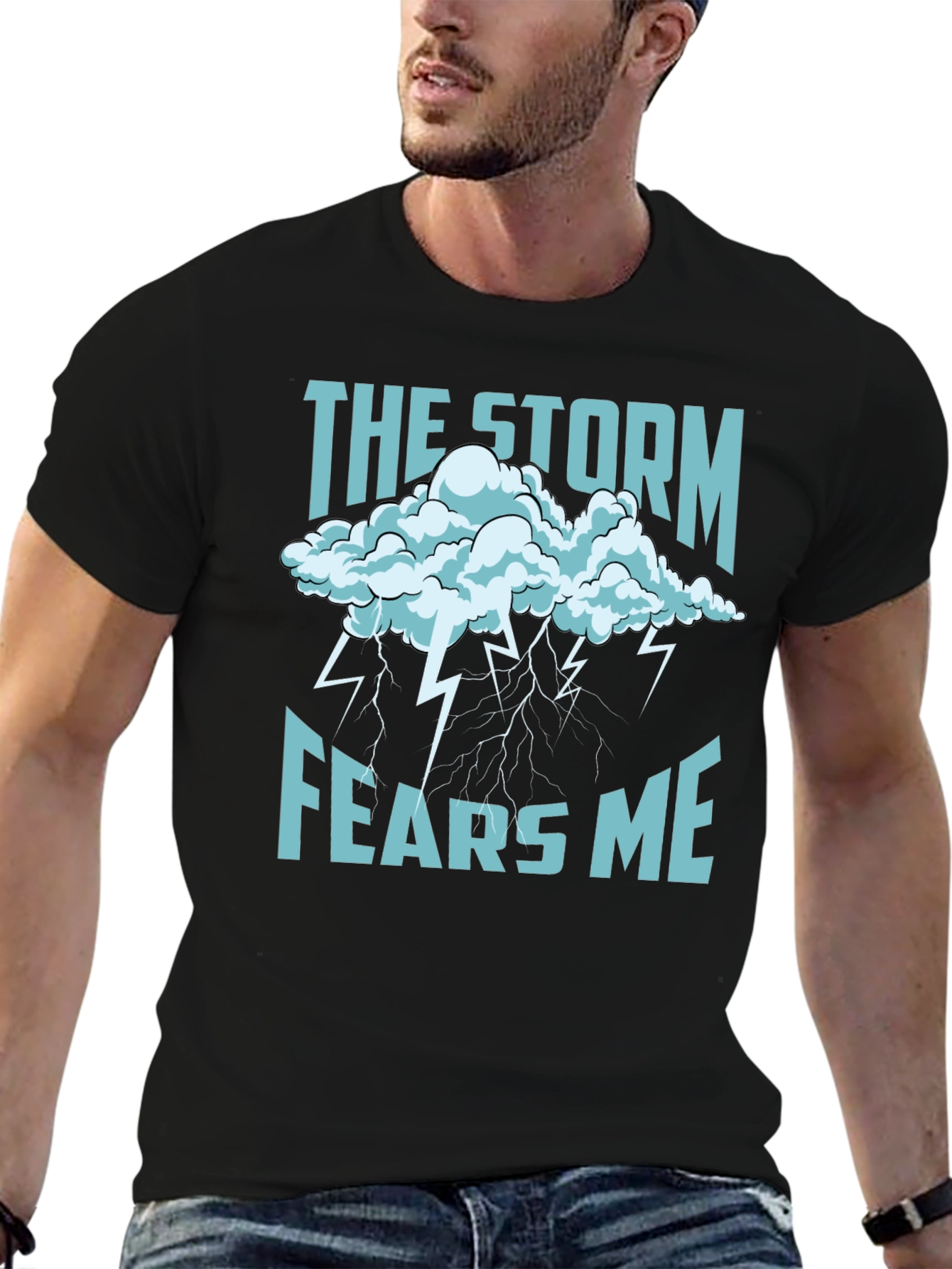 Black Storm Fears Me Graphic T-Shirt - Black view 6