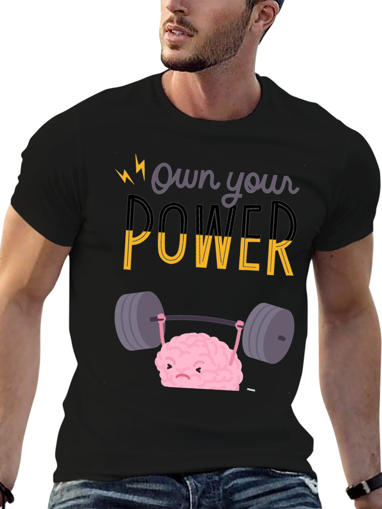 Black Own Your Power T-Shirt - Brain Lifting Weights view 6