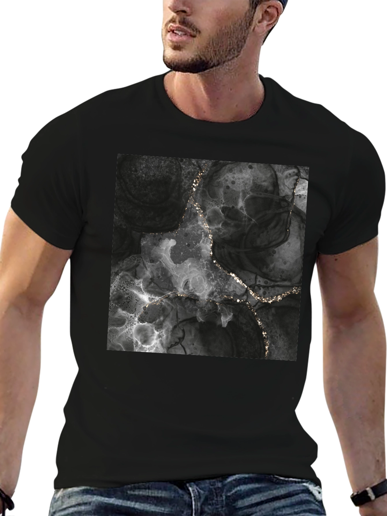 Black Abstract Art Black T-Shirt view 6