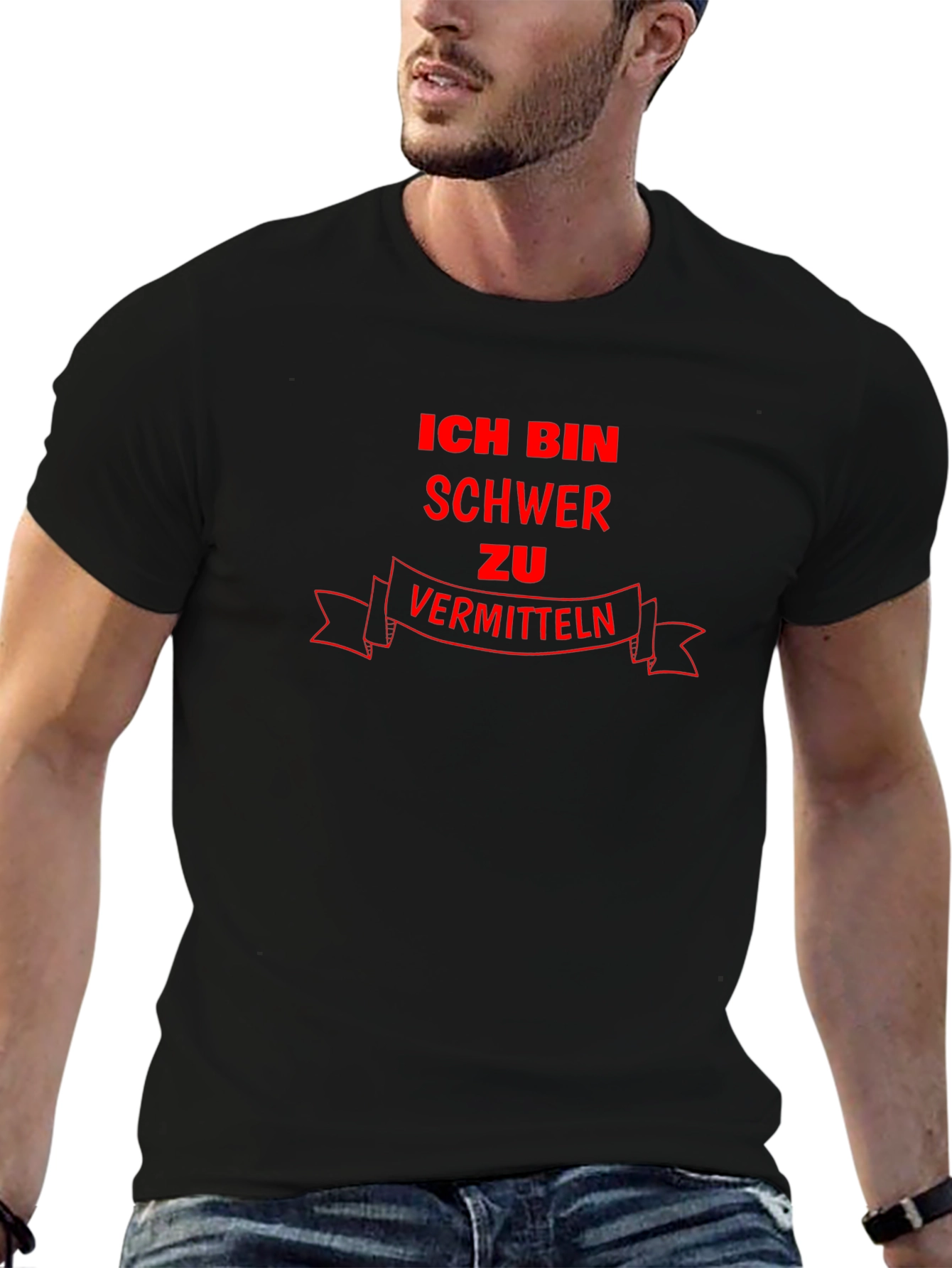 Black Ich Bin Schwer zu Vermitteln Black Graphic T-Shirt view 6