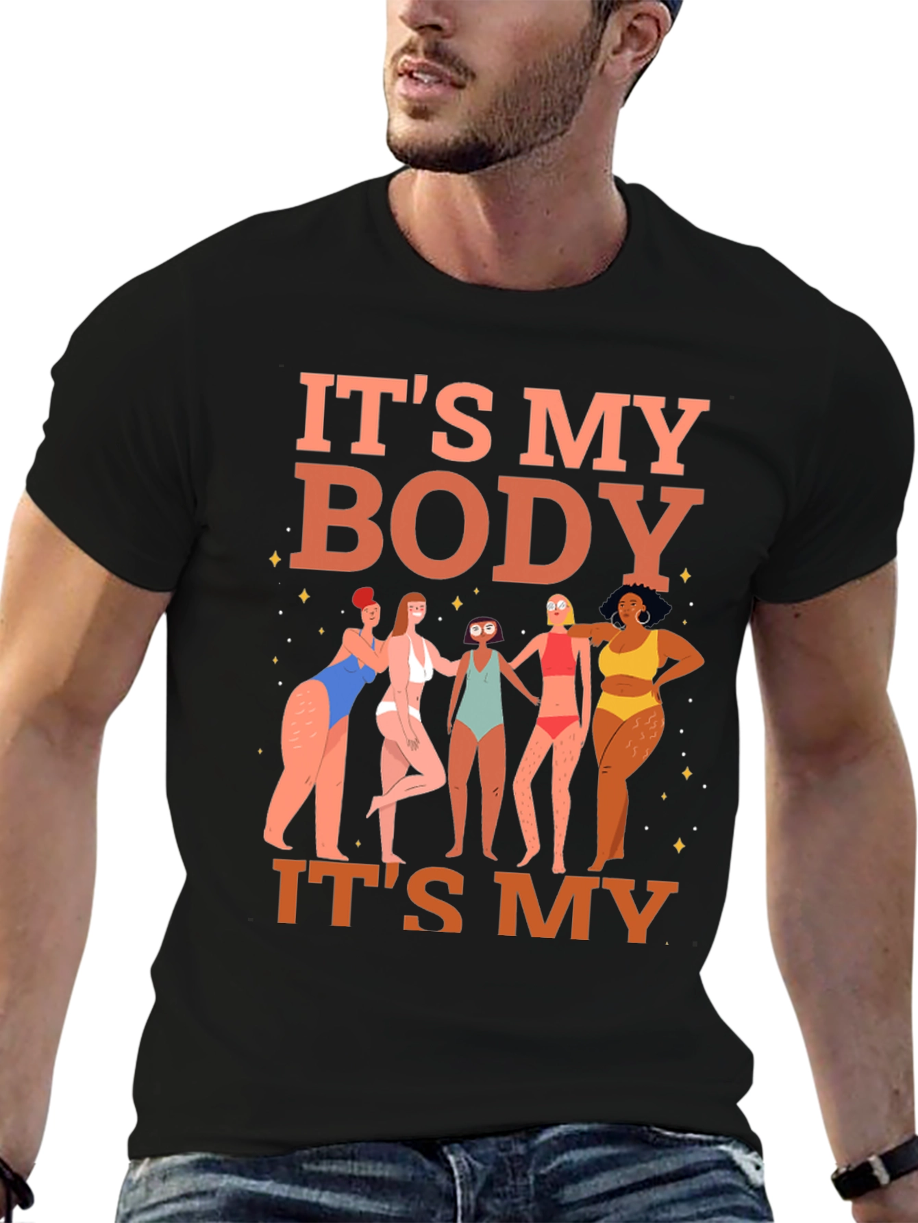 Black It's My Body T-Shirt - Women's Rights Graphic Tee view 6